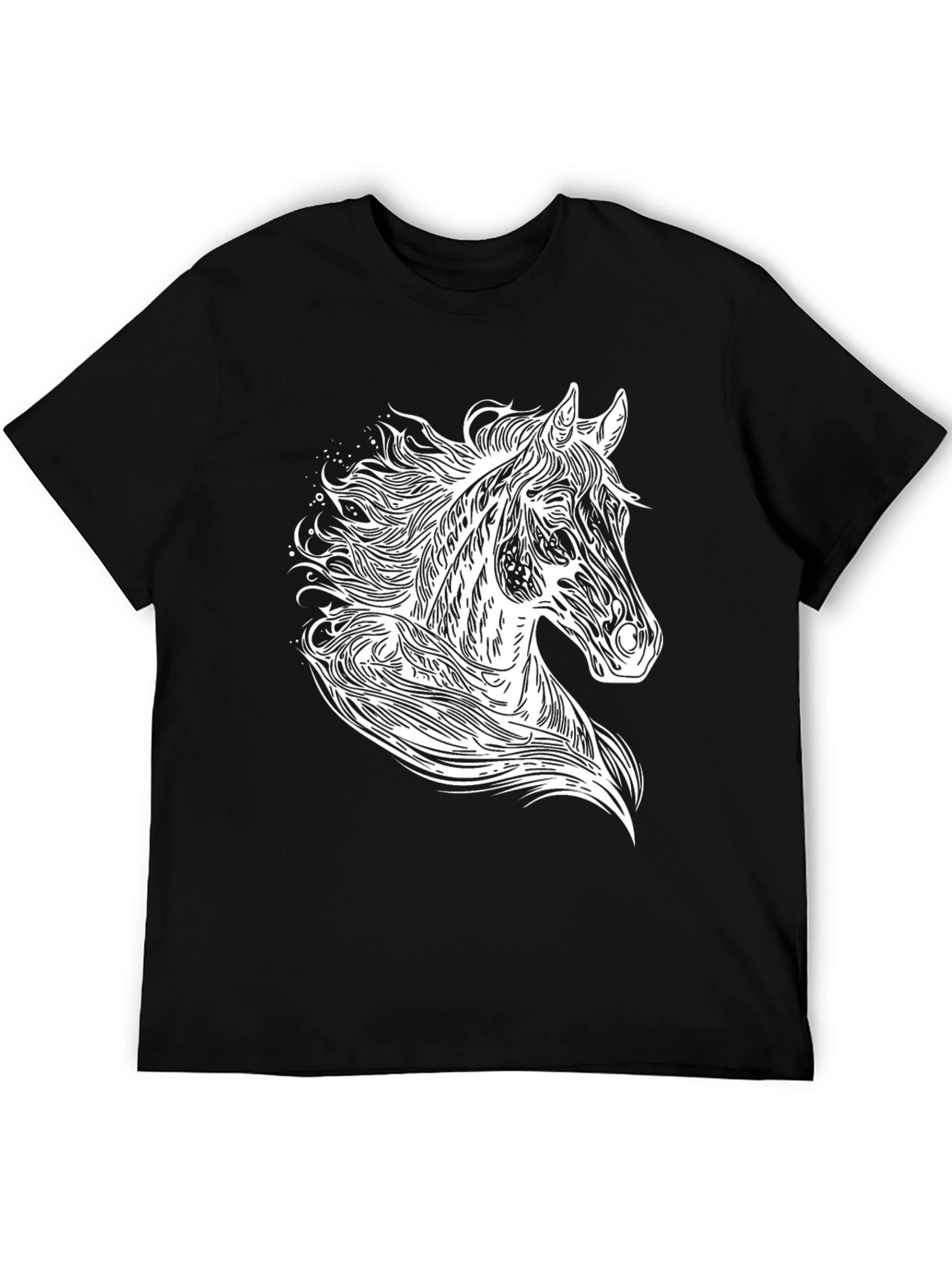 Black T-Shirt with Horse Graphic Tee