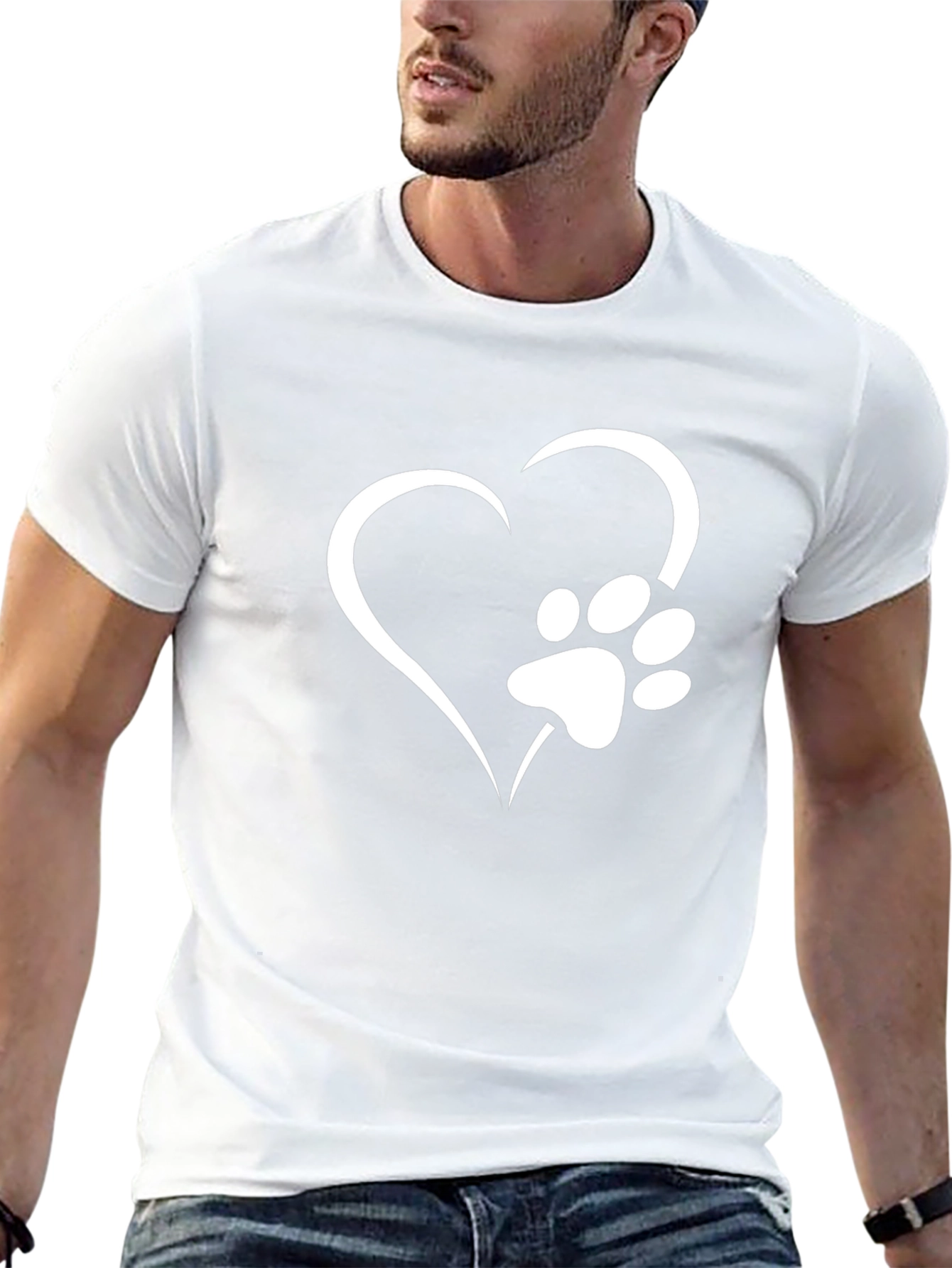 Heart Paw Print Black T-Shirt - Pet Lover Tee