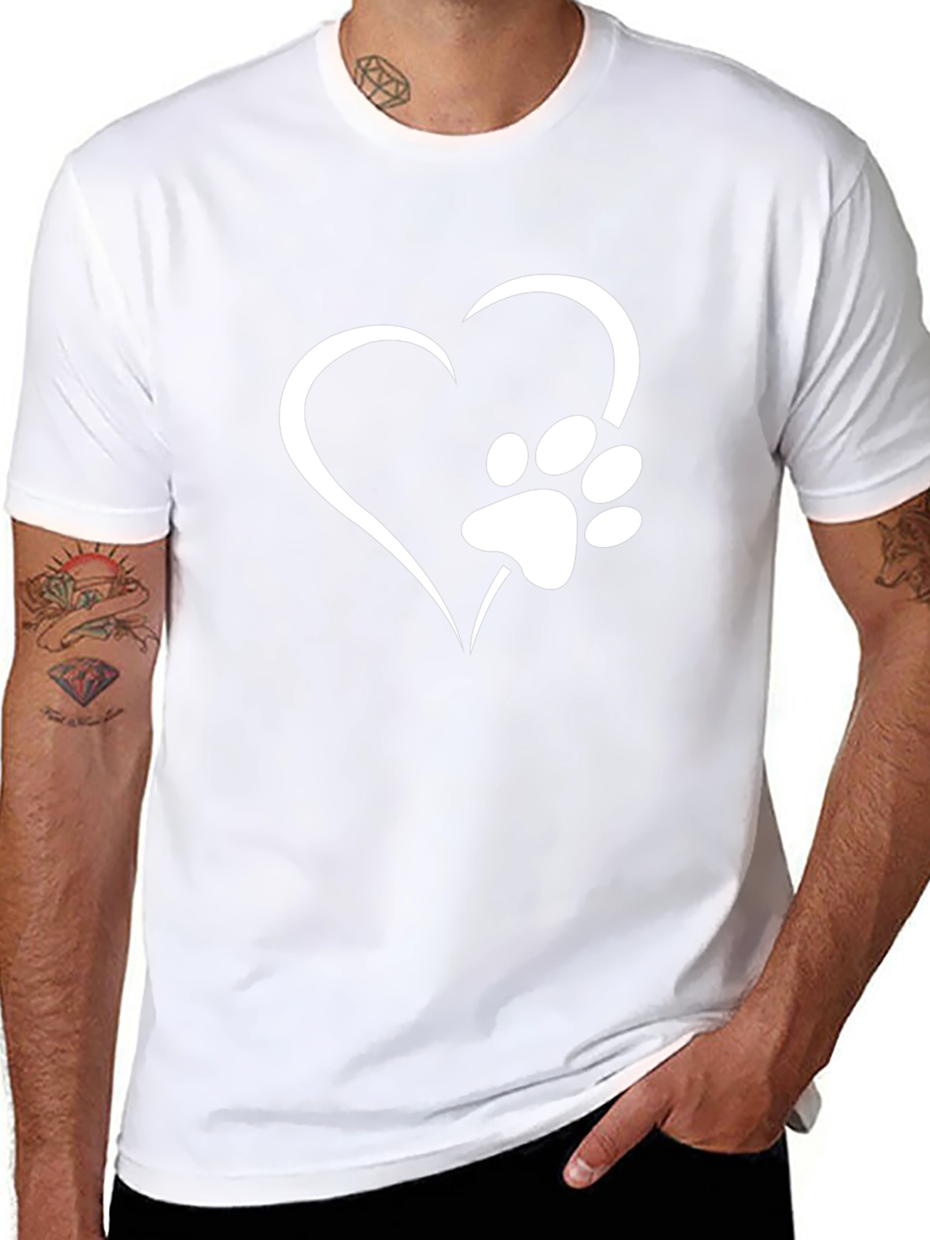 Heart Paw Print Black T-Shirt - Pet Lover Tee