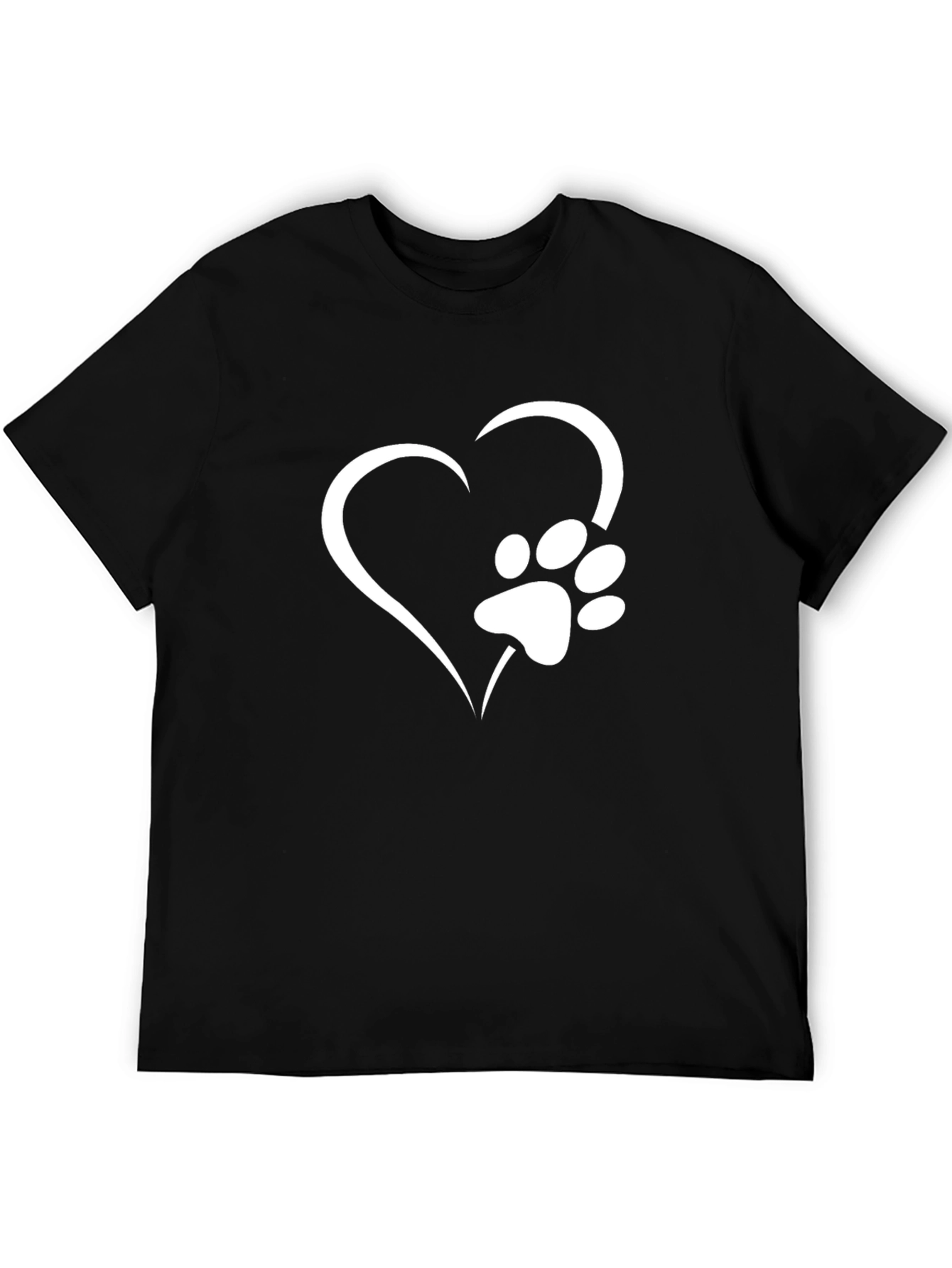 Heart Paw Print Black T-Shirt - Pet Lover Tee