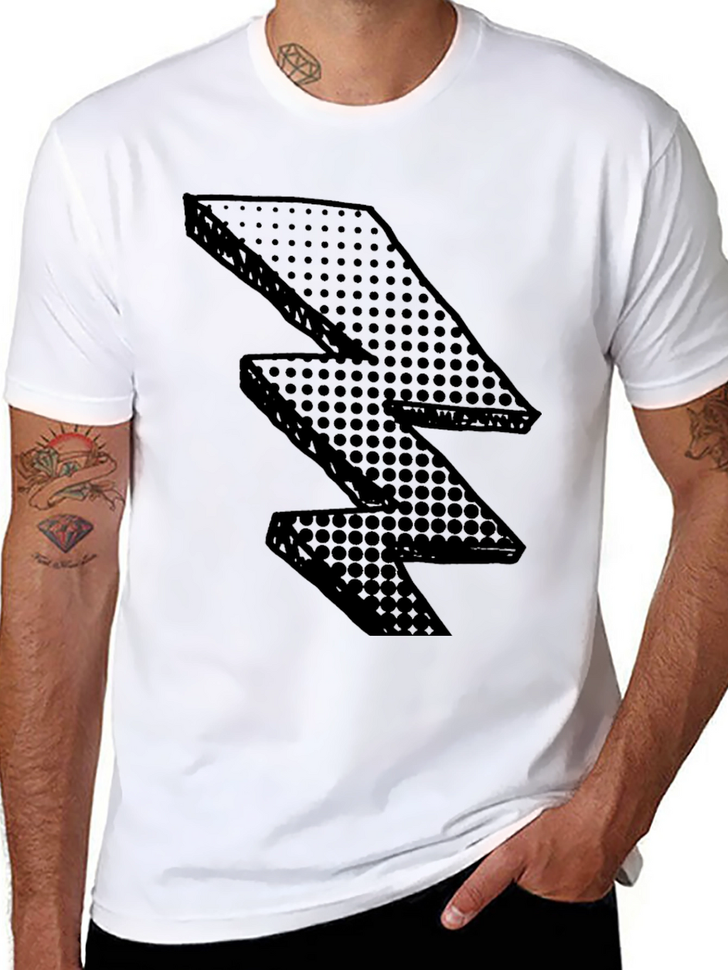 Black Lightning Bolt Graphic Tee - Modern Style