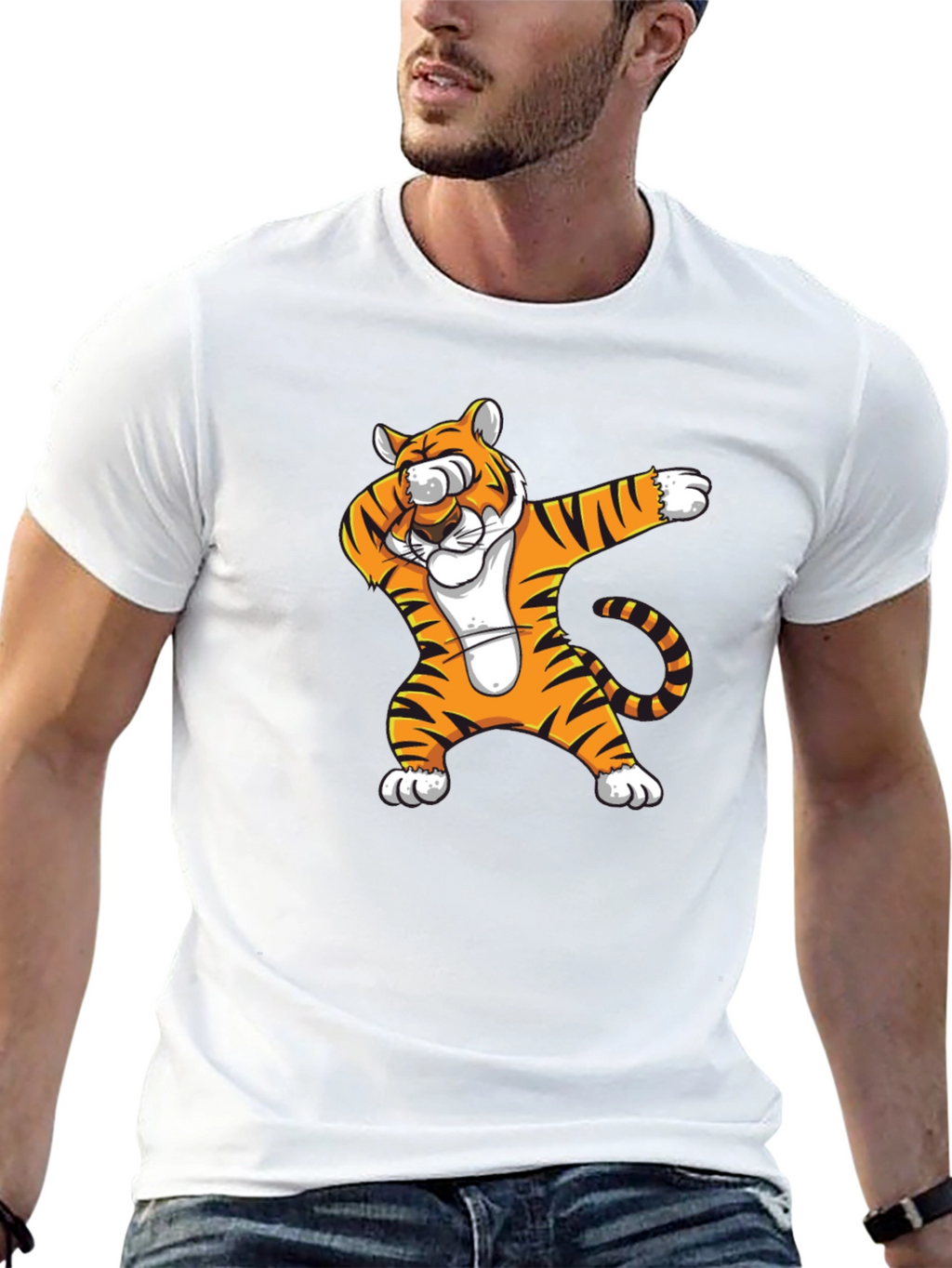 Dabbing Tiger Graphic T-Shirt - Black