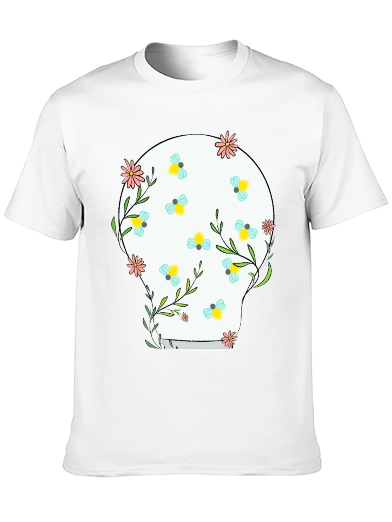 Floral Skull Graphic Tee - Black