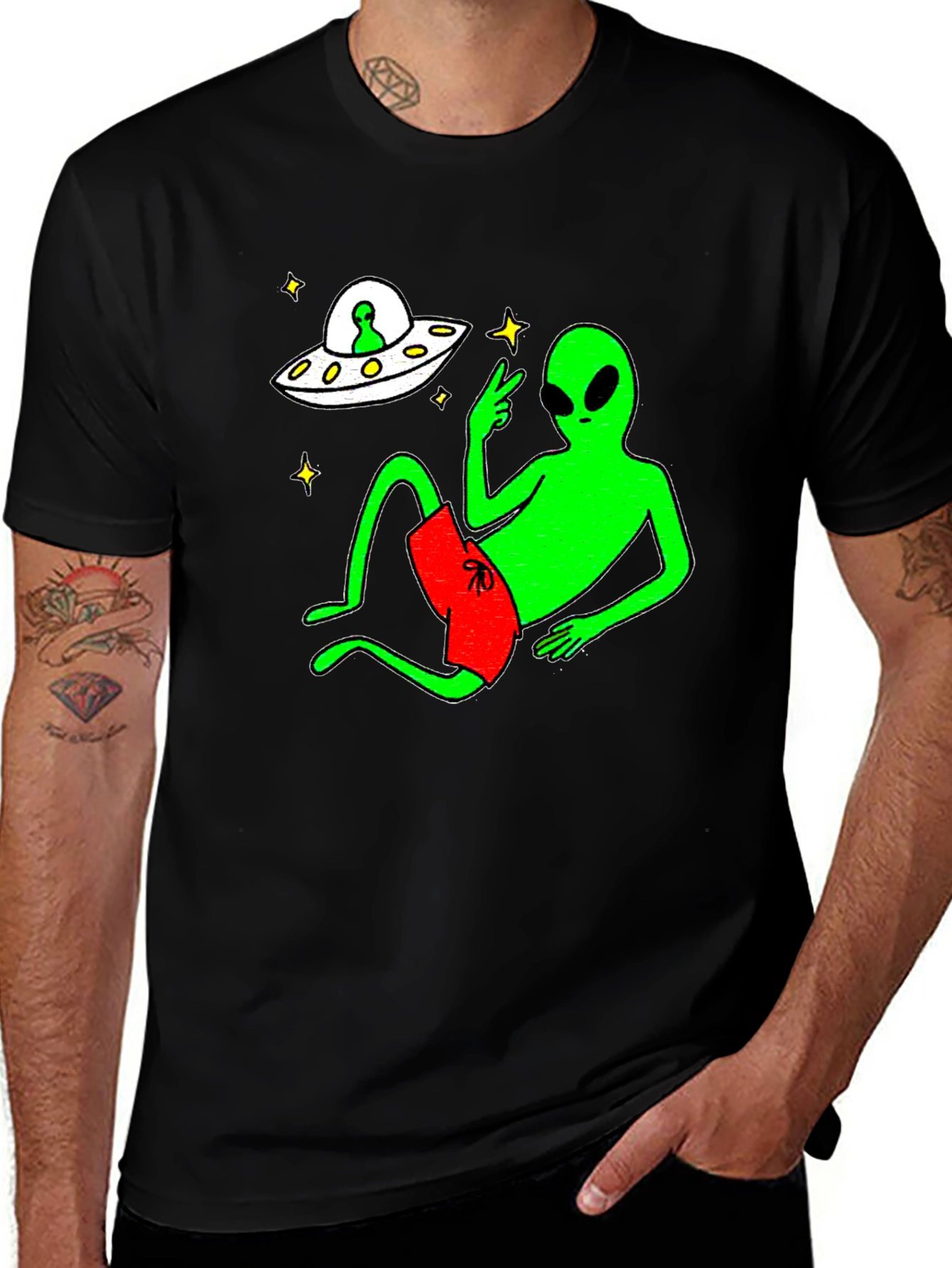 Cool Alien Chill T-Shirt - Black