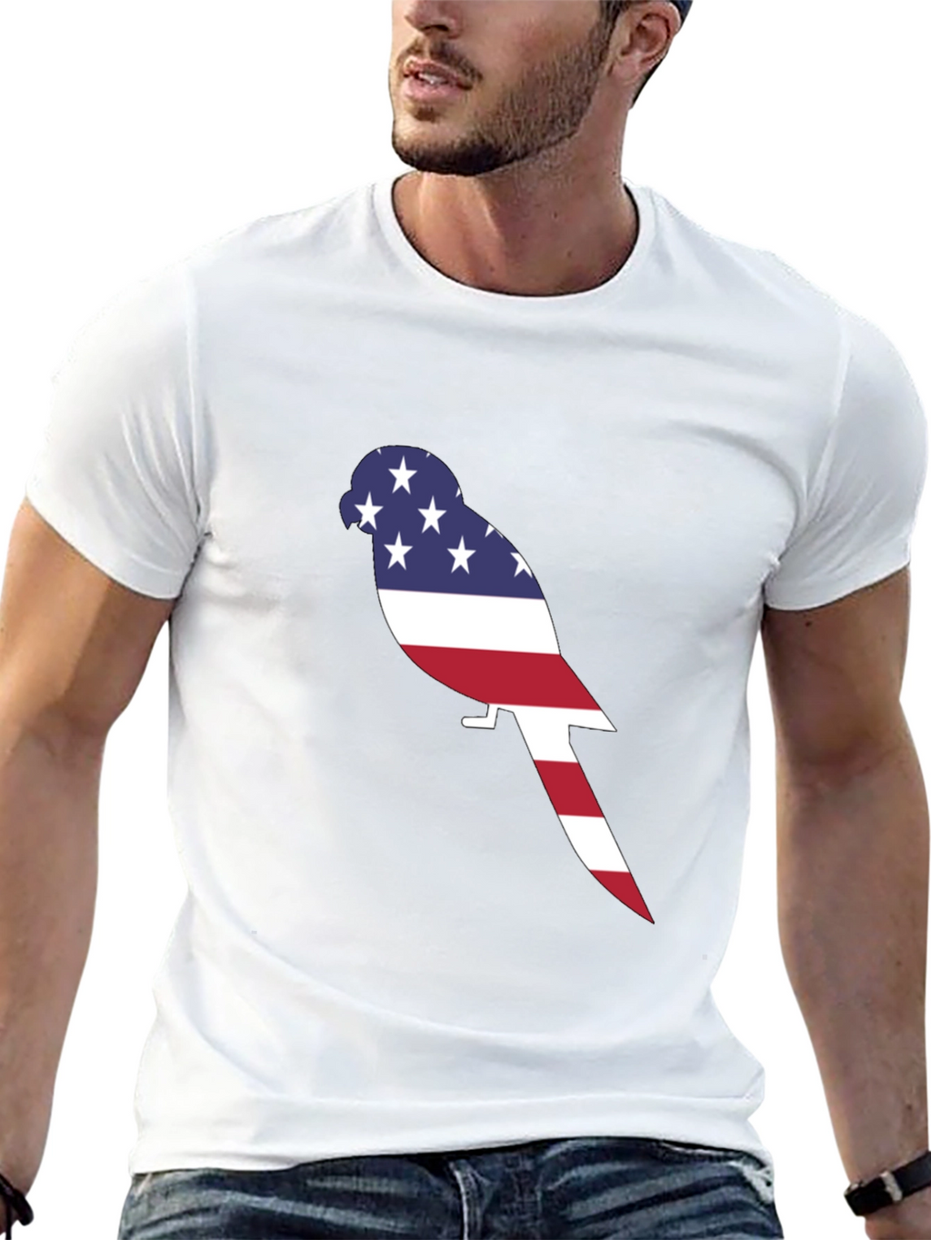 Patriotic Parrot Graphic Tee - American Pride
