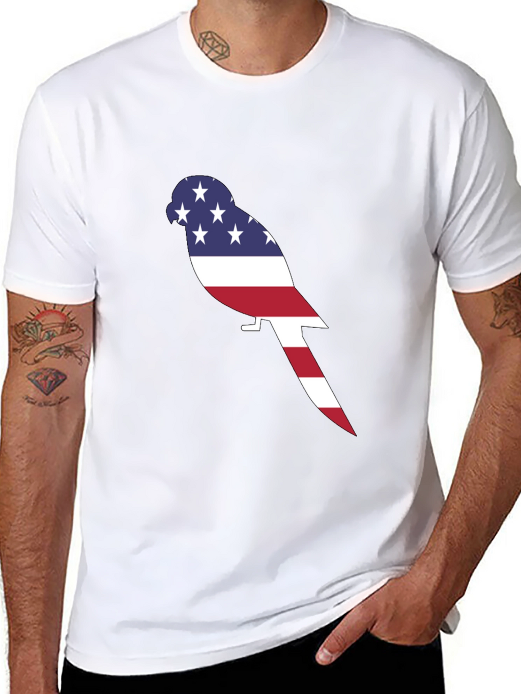 Patriotic Parrot Graphic Tee - American Pride