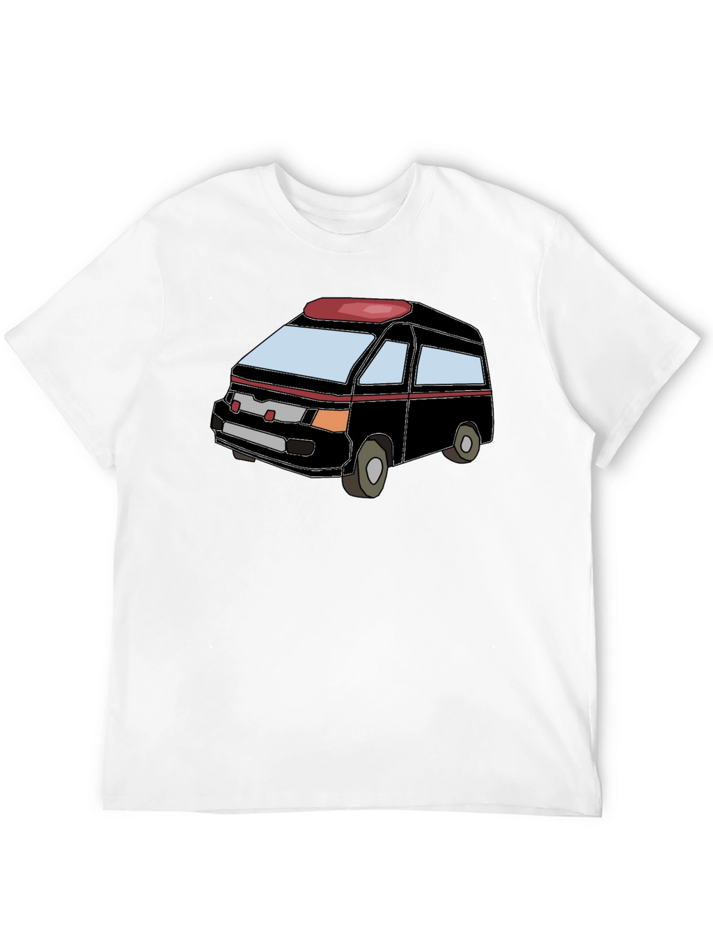Cartoon Van Graphic Tee - Black Cotton Comfort