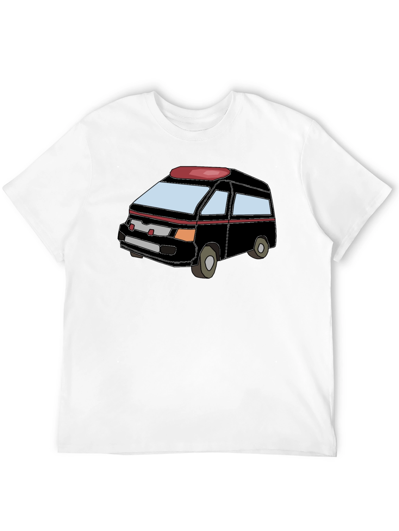 Cartoon Van Graphic Tee - Black Cotton Comfort