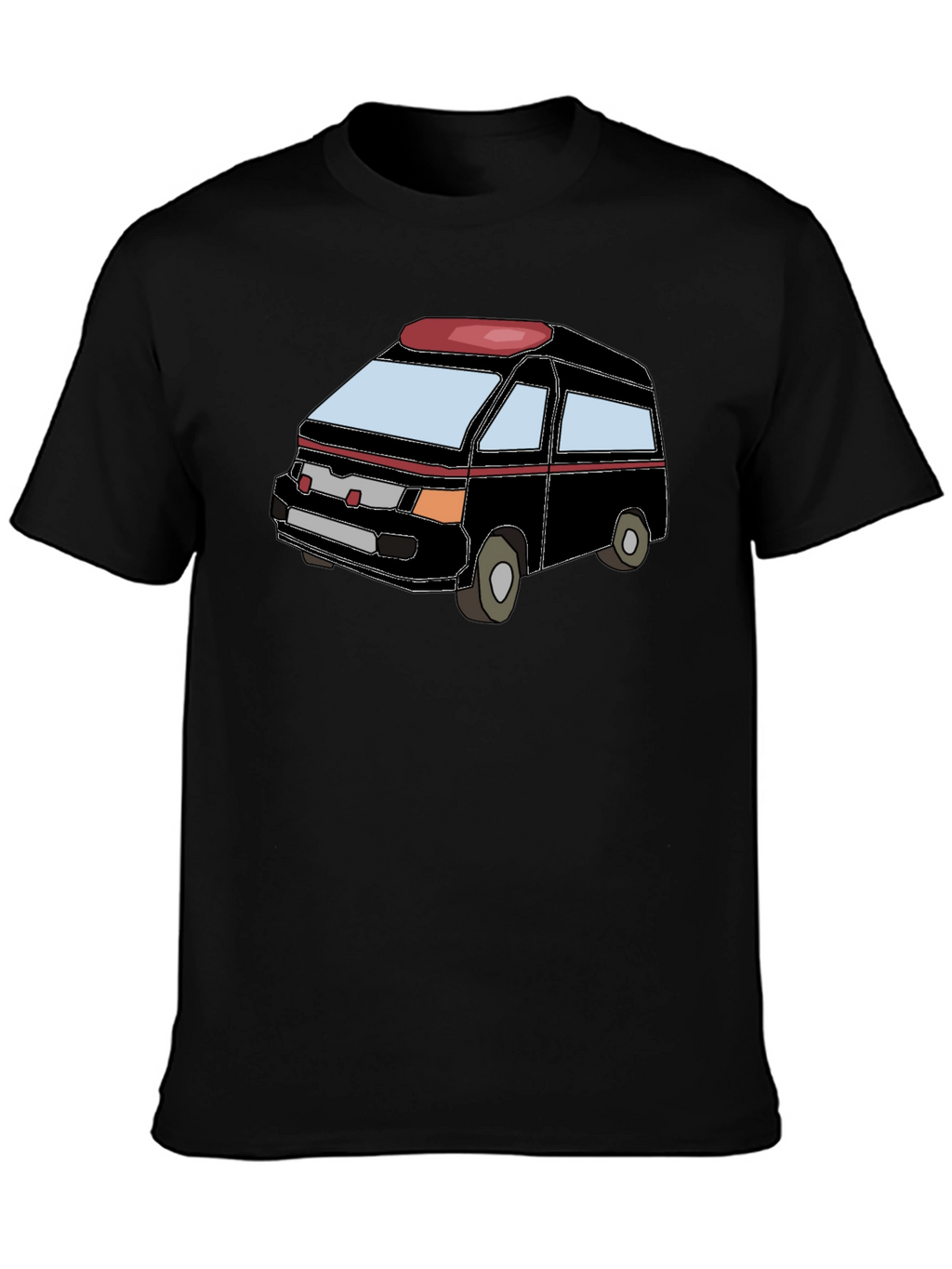 Cartoon Van Graphic Tee - Black Cotton Comfort