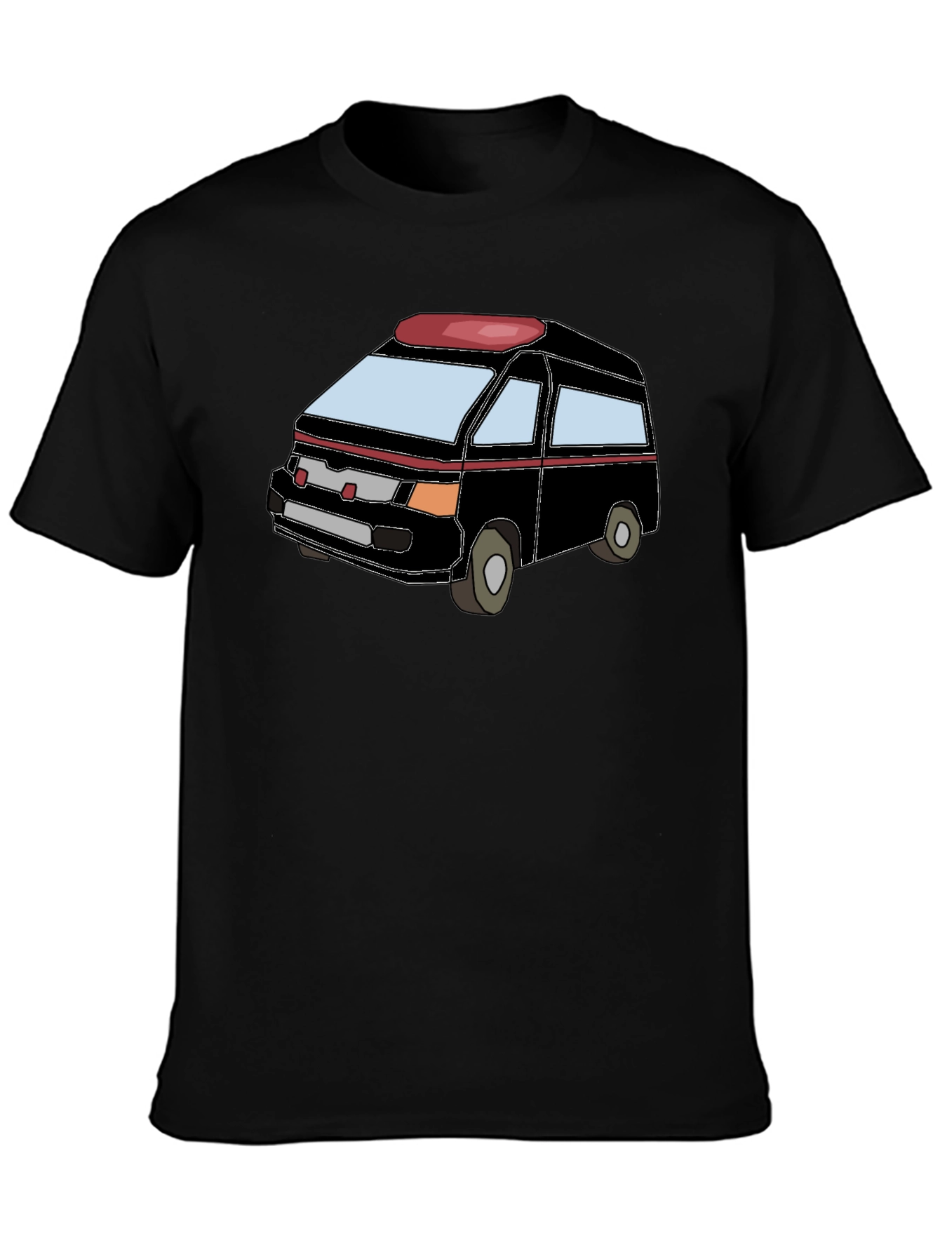 Cartoon Van Graphic Tee - Black Cotton Comfort
