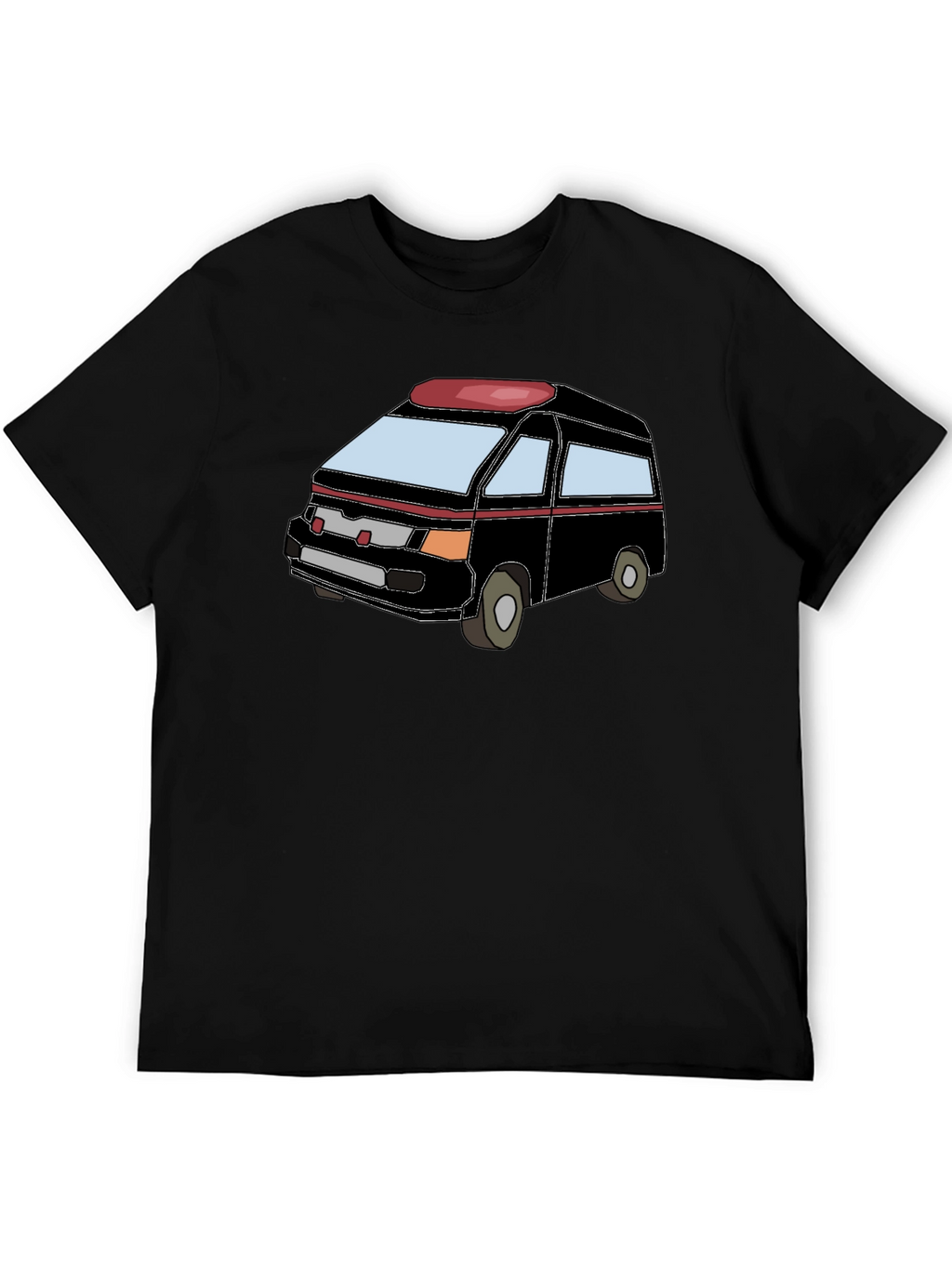 Cartoon Van Graphic Tee - Black Cotton Comfort