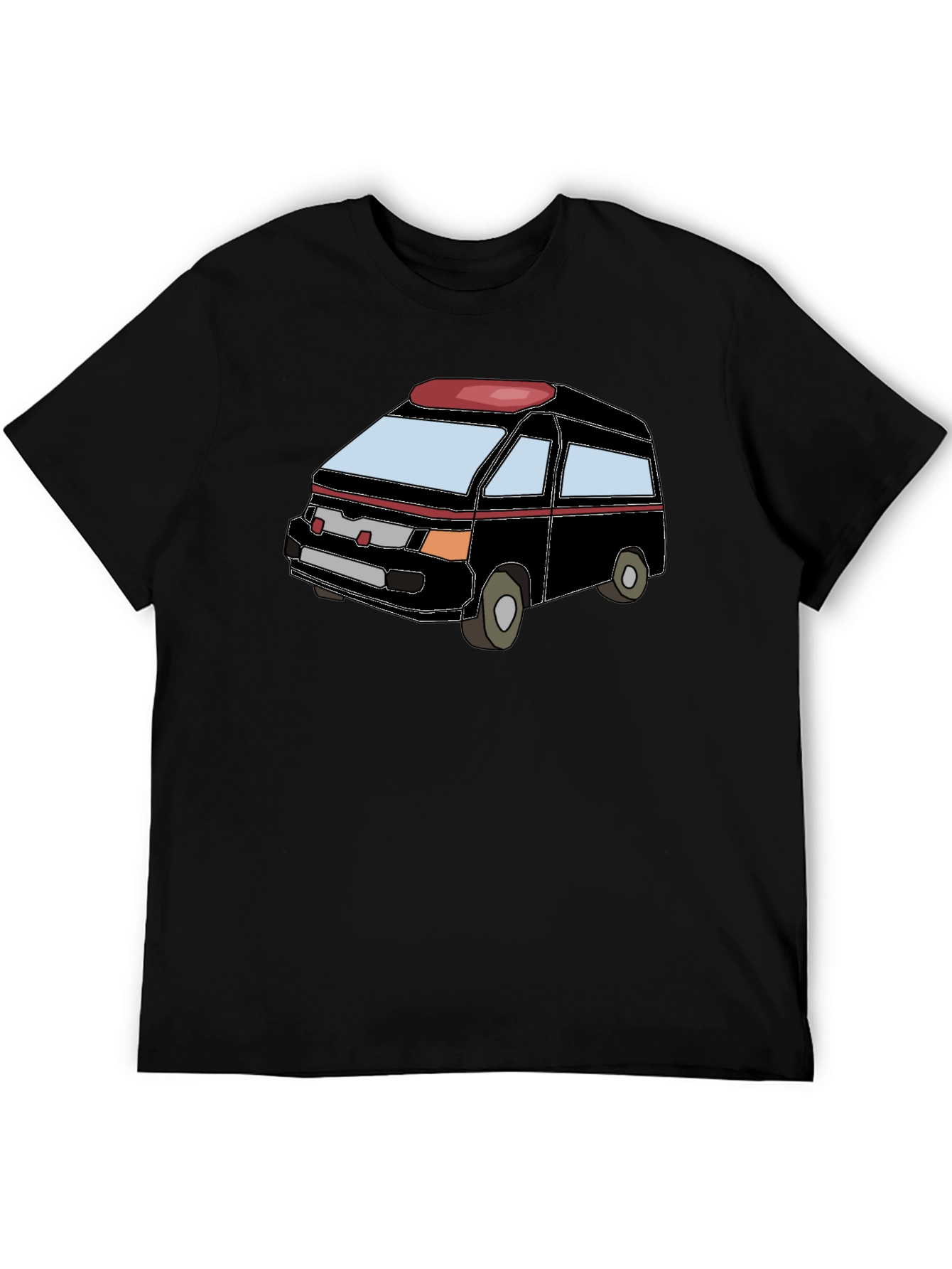 Cartoon Van Graphic Tee - Black Cotton Comfort