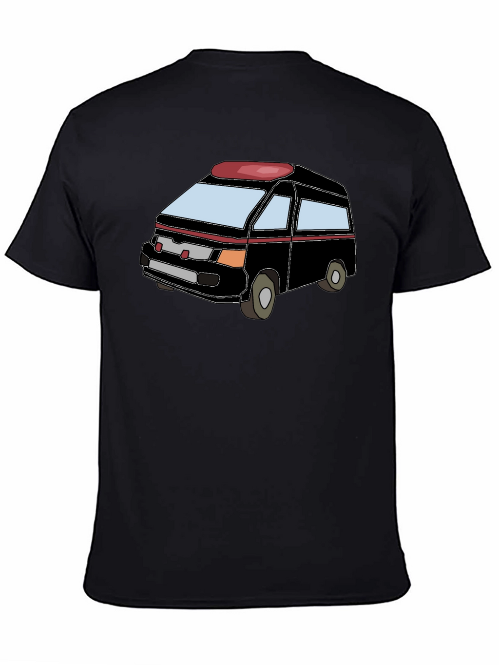 Cartoon Van Graphic Tee - Black Cotton Comfort