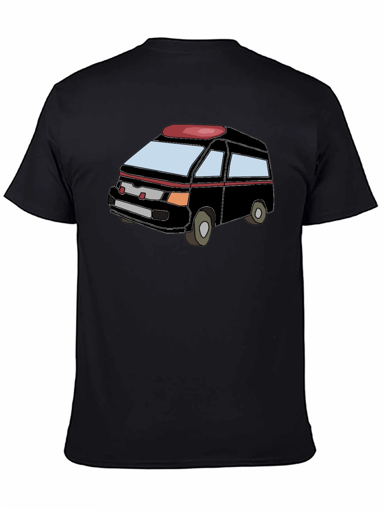Cartoon Van Graphic Tee - Black Cotton Comfort