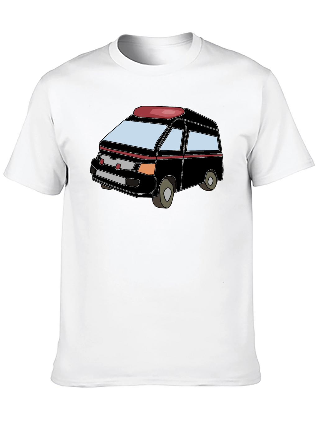 Cartoon Van Graphic Tee - Black Cotton Comfort