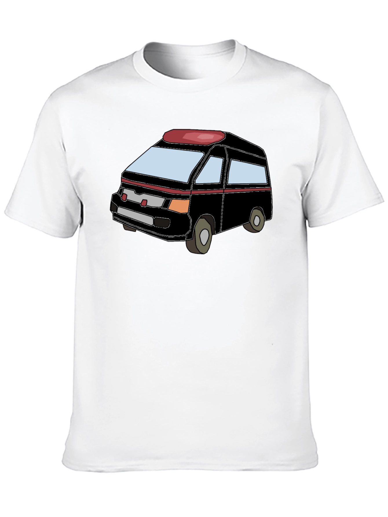 Cartoon Van Graphic Tee - Black Cotton Comfort