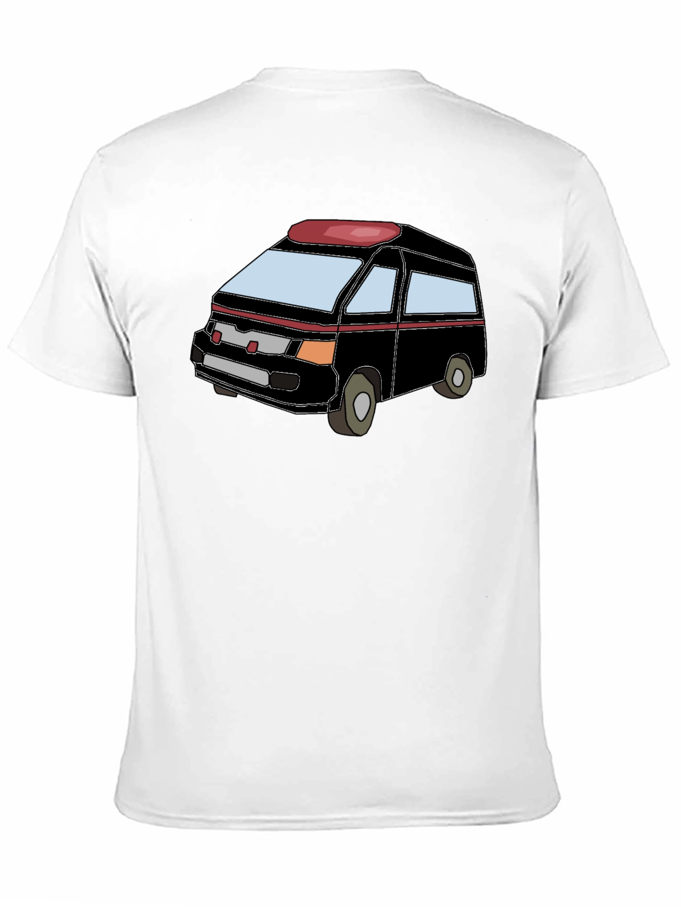 Cartoon Van Graphic Tee - Black Cotton Comfort