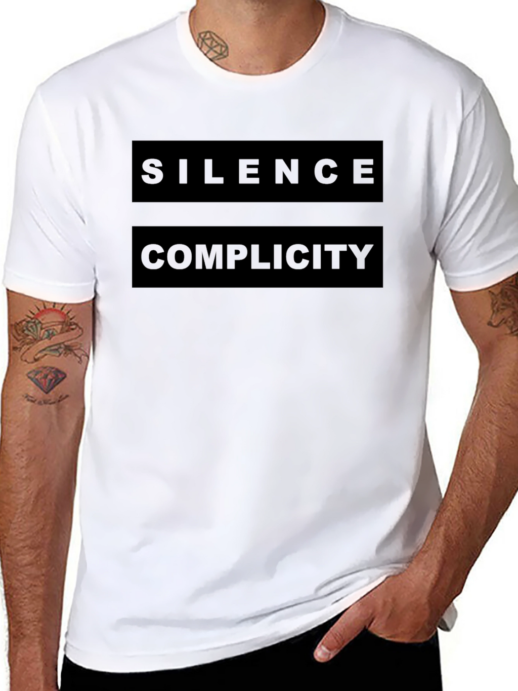 Silence Complicity Graphic Tee - Bold Statement Shirt