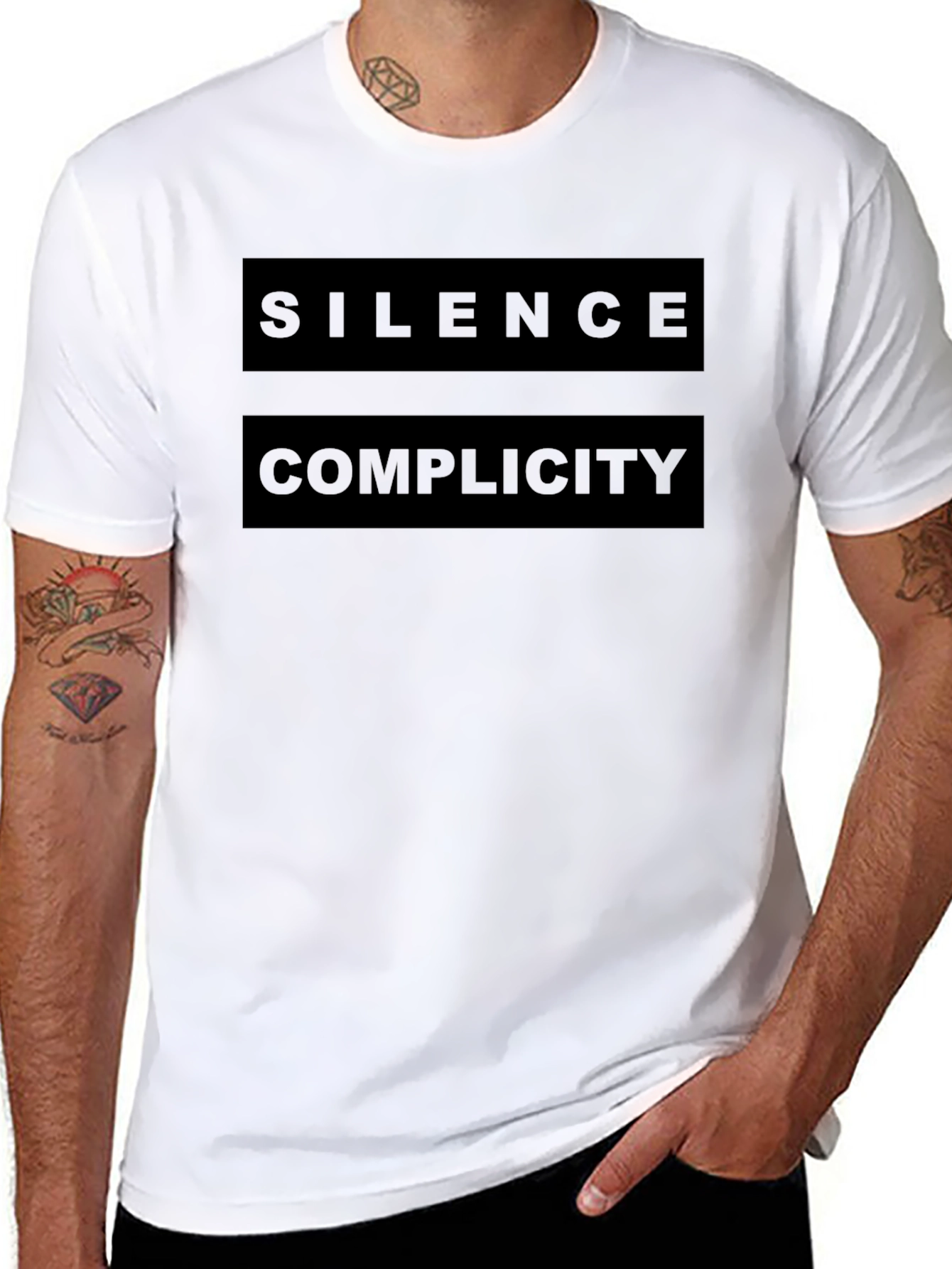 Silence Complicity Graphic Tee - Bold Statement Shirt