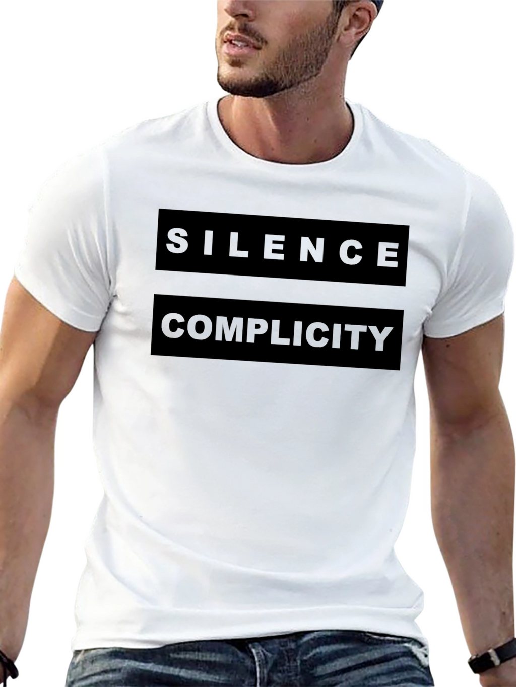 Silence Complicity Graphic Tee - Bold Statement Shirt