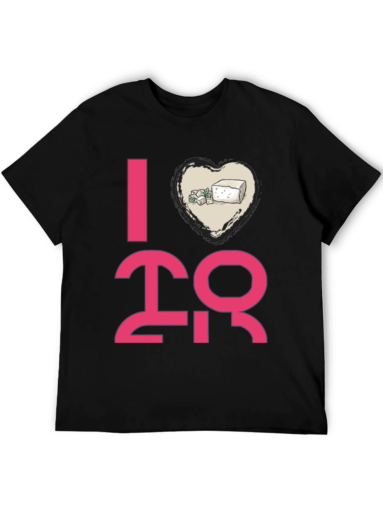 I Heart Tofu Graphic Tee - Black Casual T-Shirt