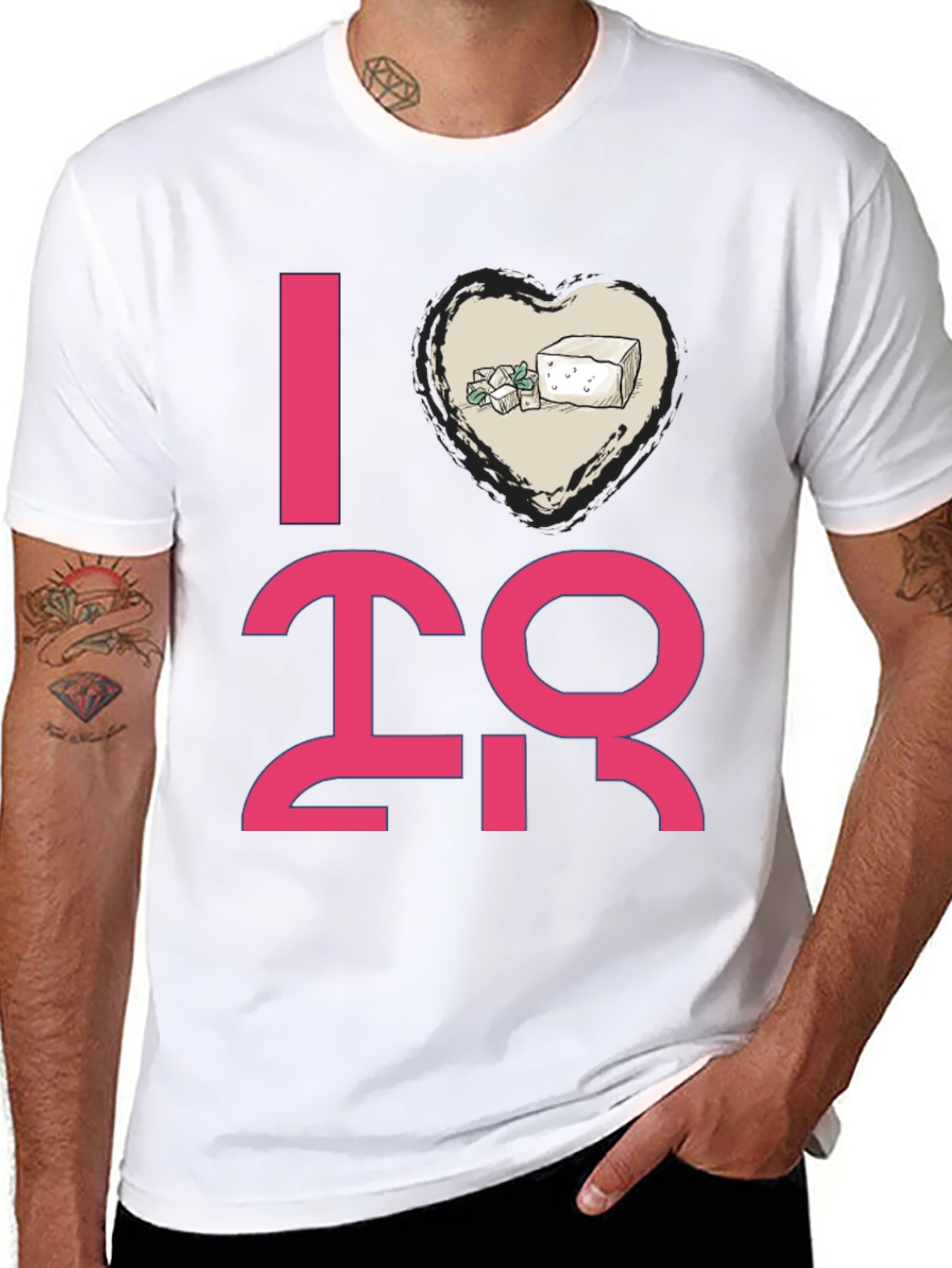 I Heart Tofu Graphic Tee - Black Casual T-Shirt