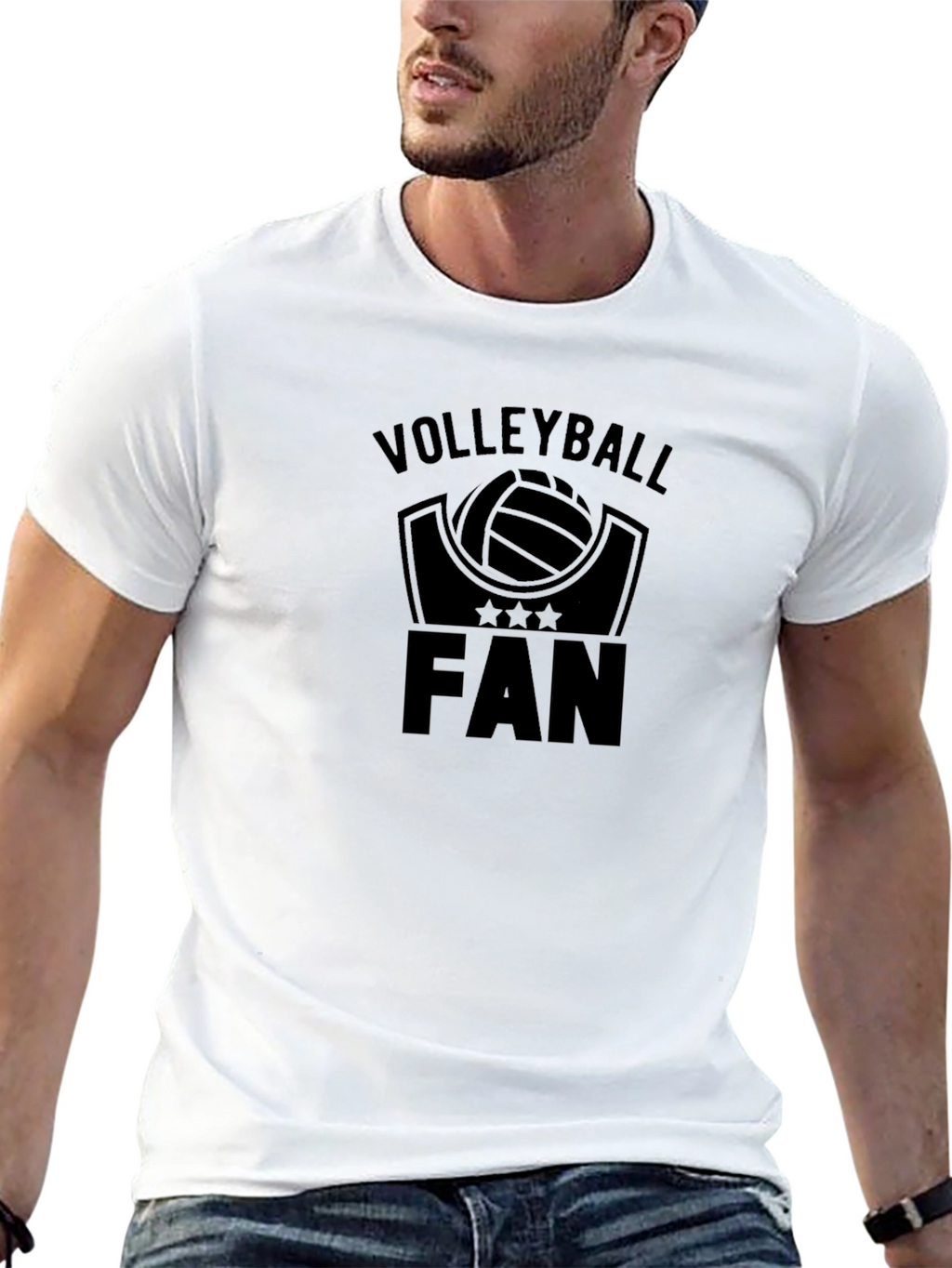 Volleyball Fan Black Graphic T-Shirt