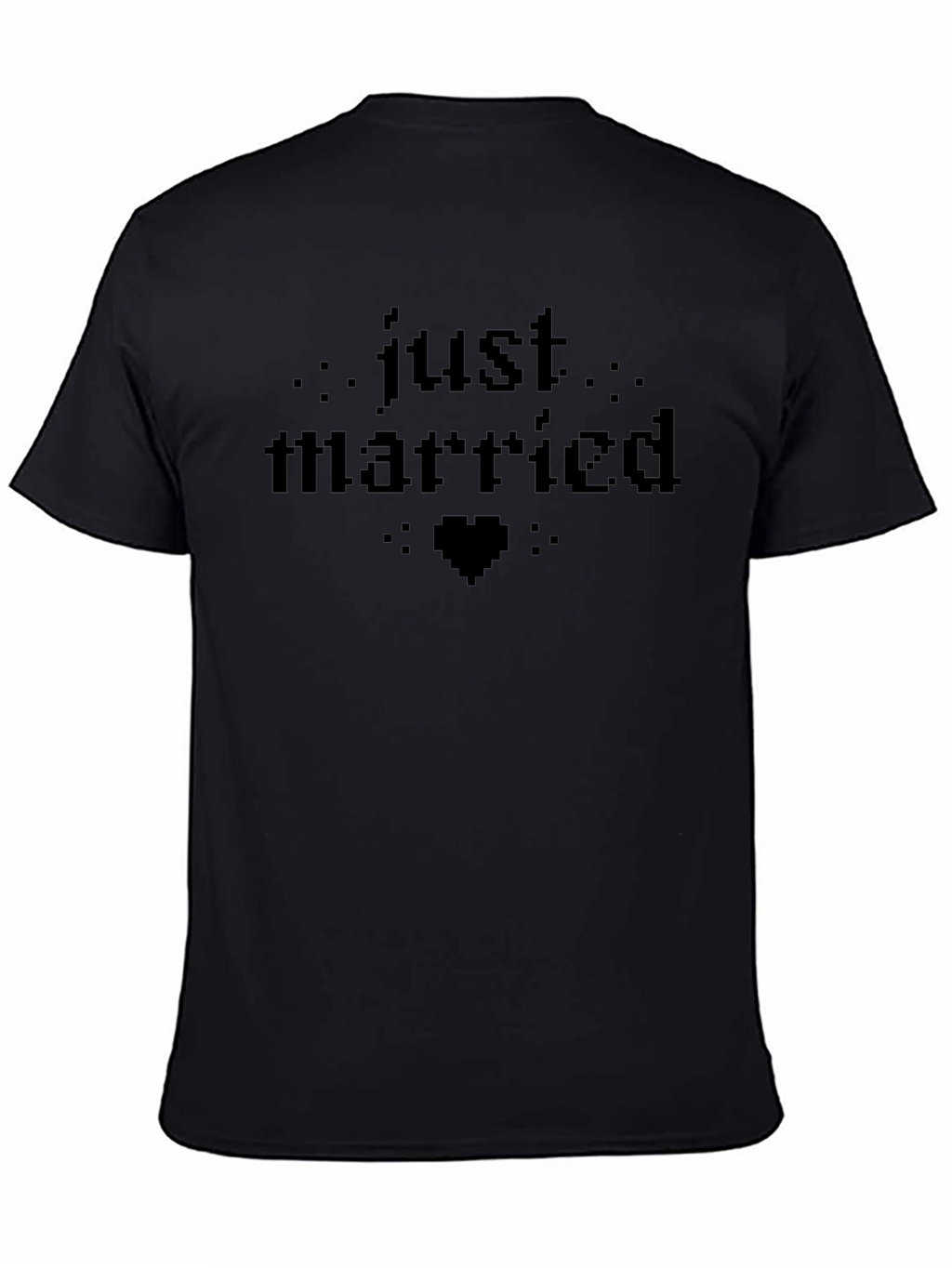Just Married Pixel Heart T-Shirt - Black