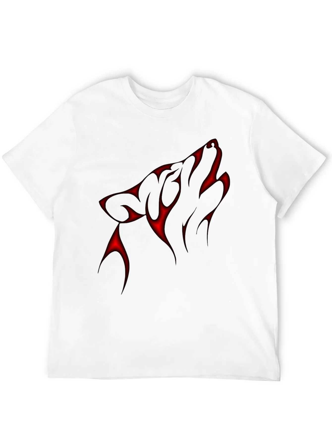 Black T-Shirt with Red Wolf Design