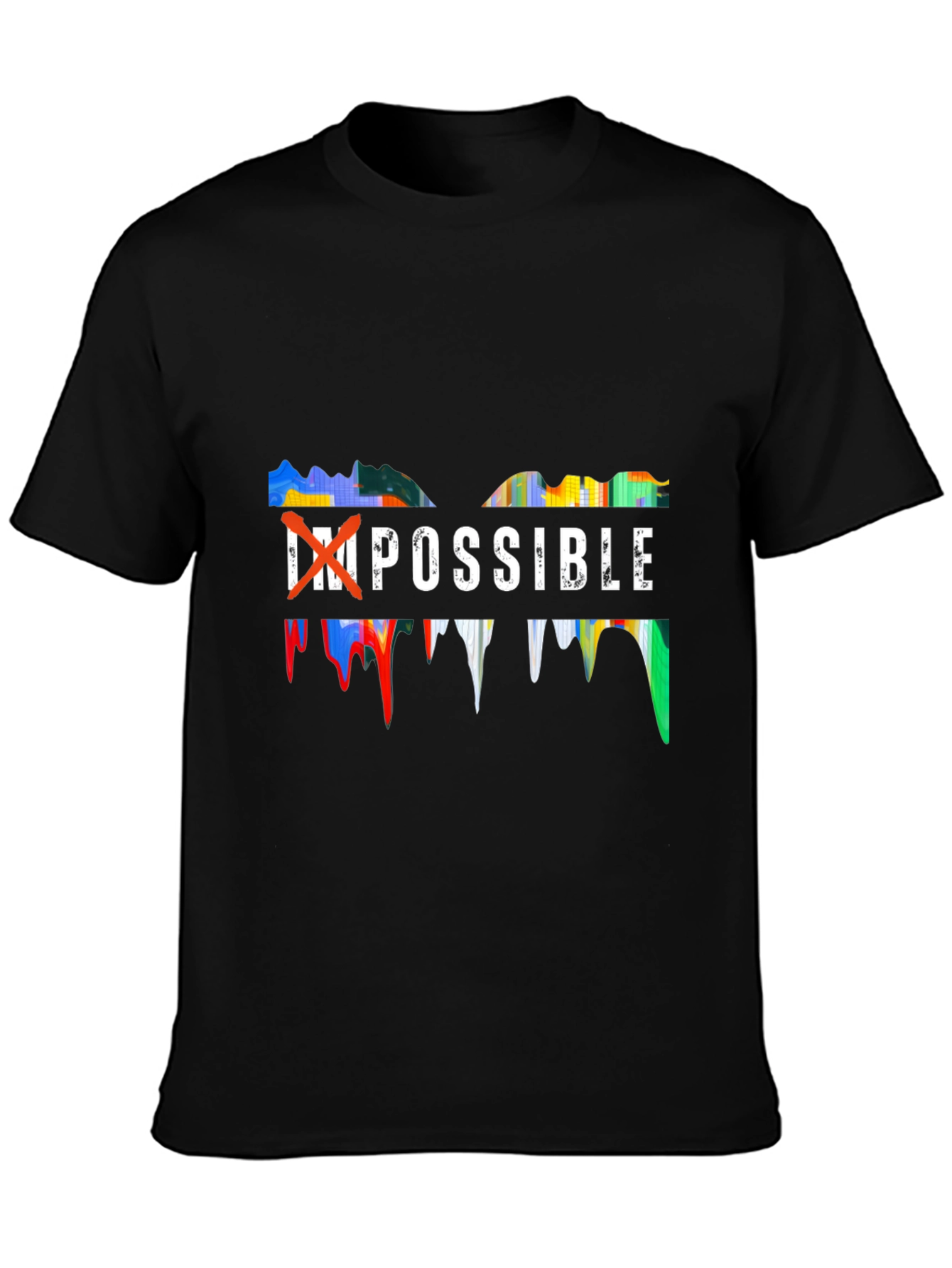 Inspirational Impossible Graphic Print Black T-Shirt