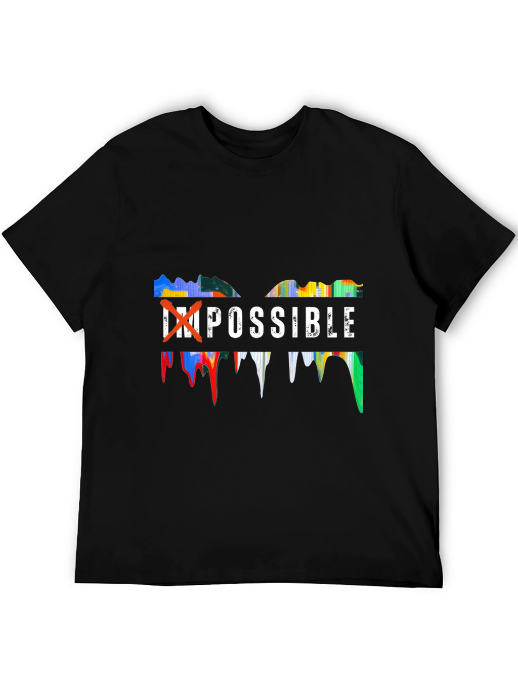 Inspirational Impossible Graphic Print Black T-Shirt