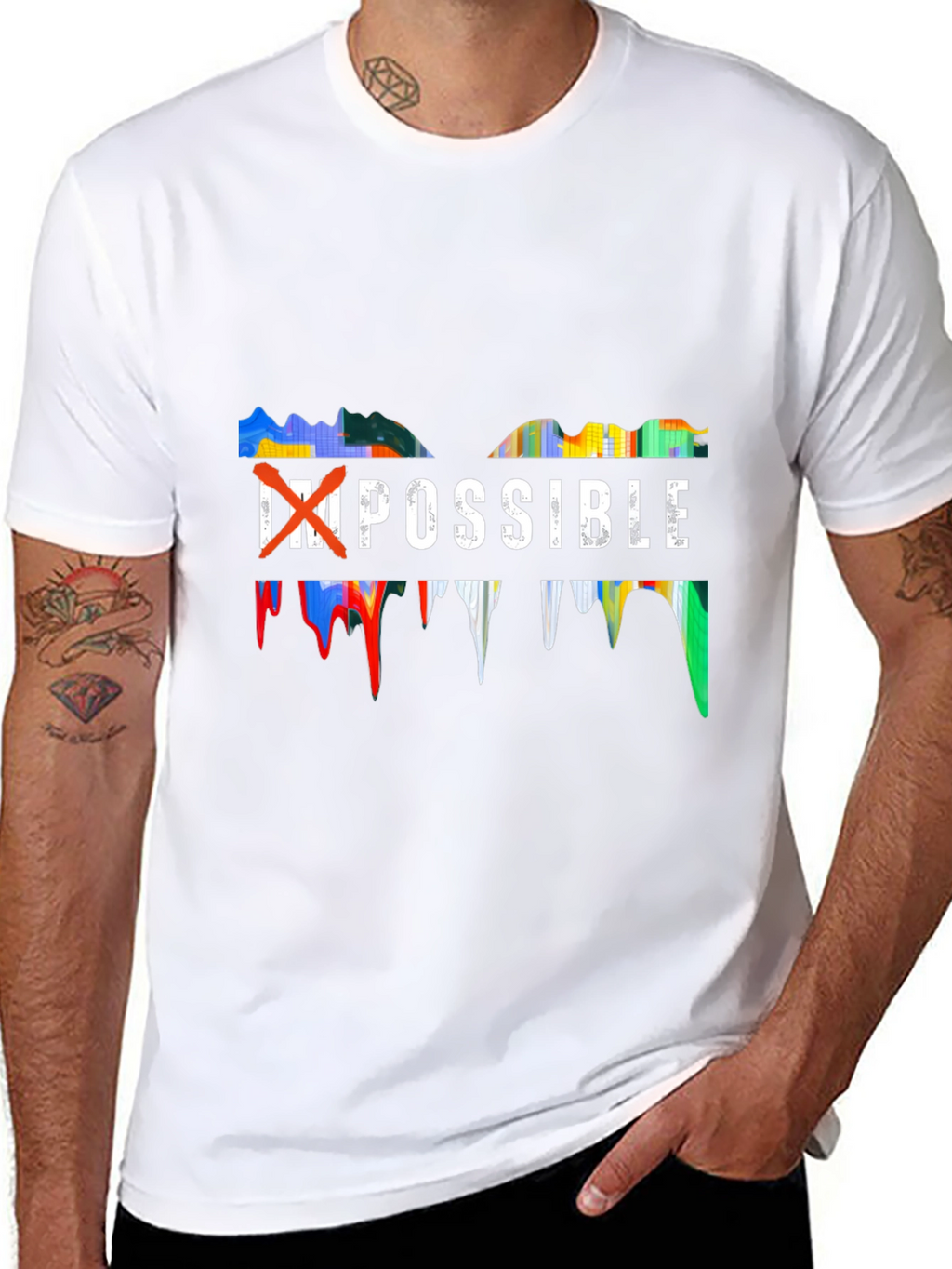 Inspirational Impossible Graphic Print Black T-Shirt