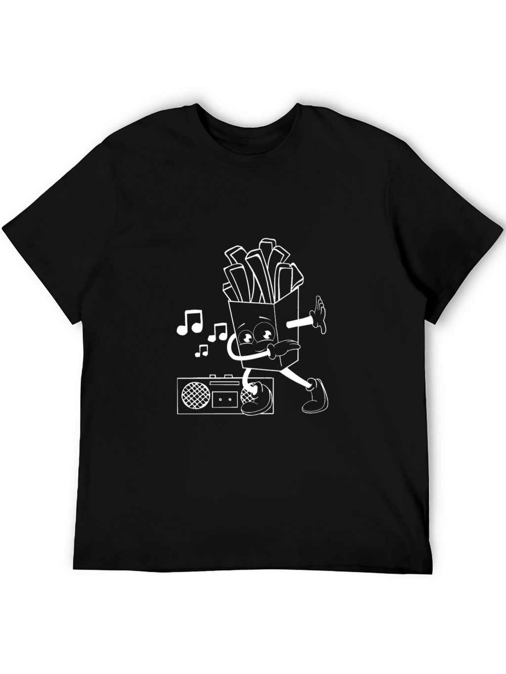 Dancing Fries Graphic Tee - Black Cotton T-Shirt