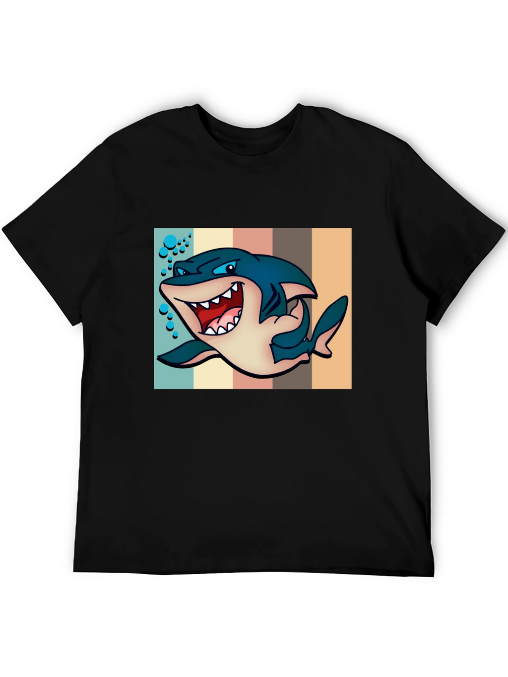 Cartoon Shark Graphic Tee - Mens Black T-Shirt