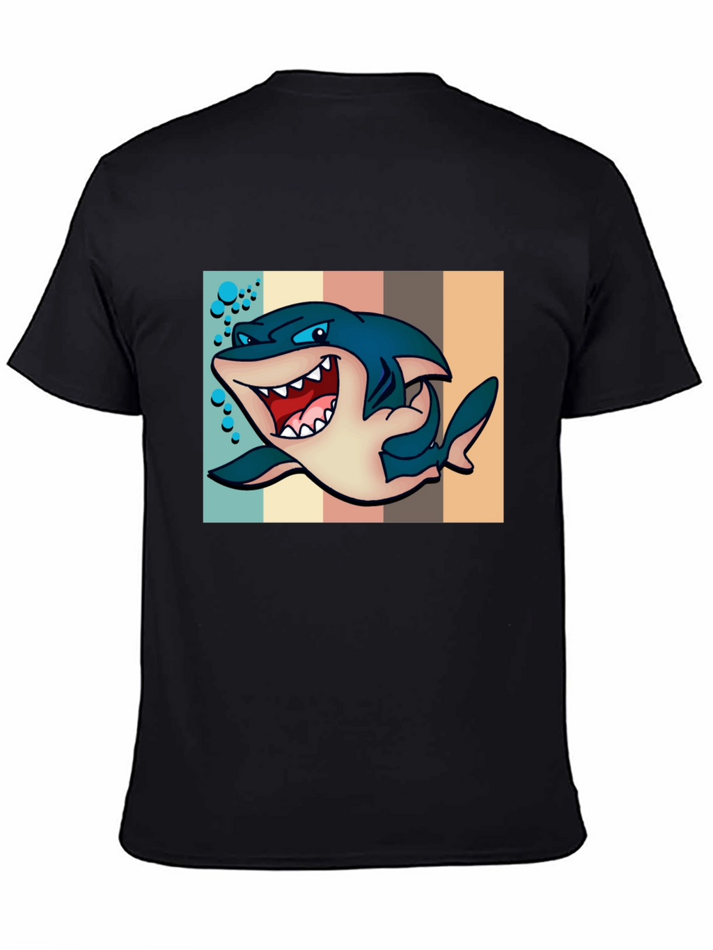Cartoon Shark Graphic Tee - Mens Black T-Shirt