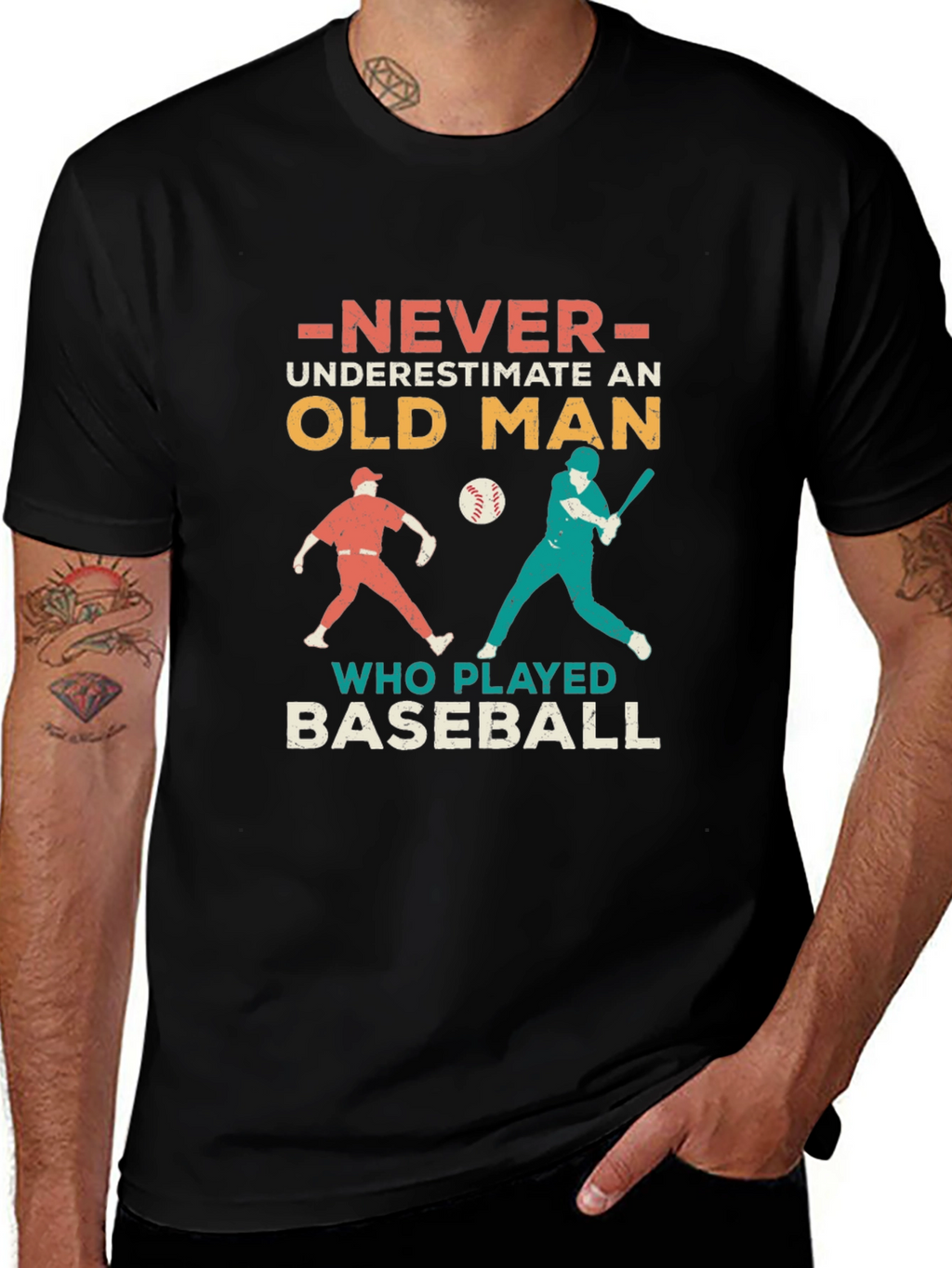 Old Man Baseball T-Shirt - Never Underestimate