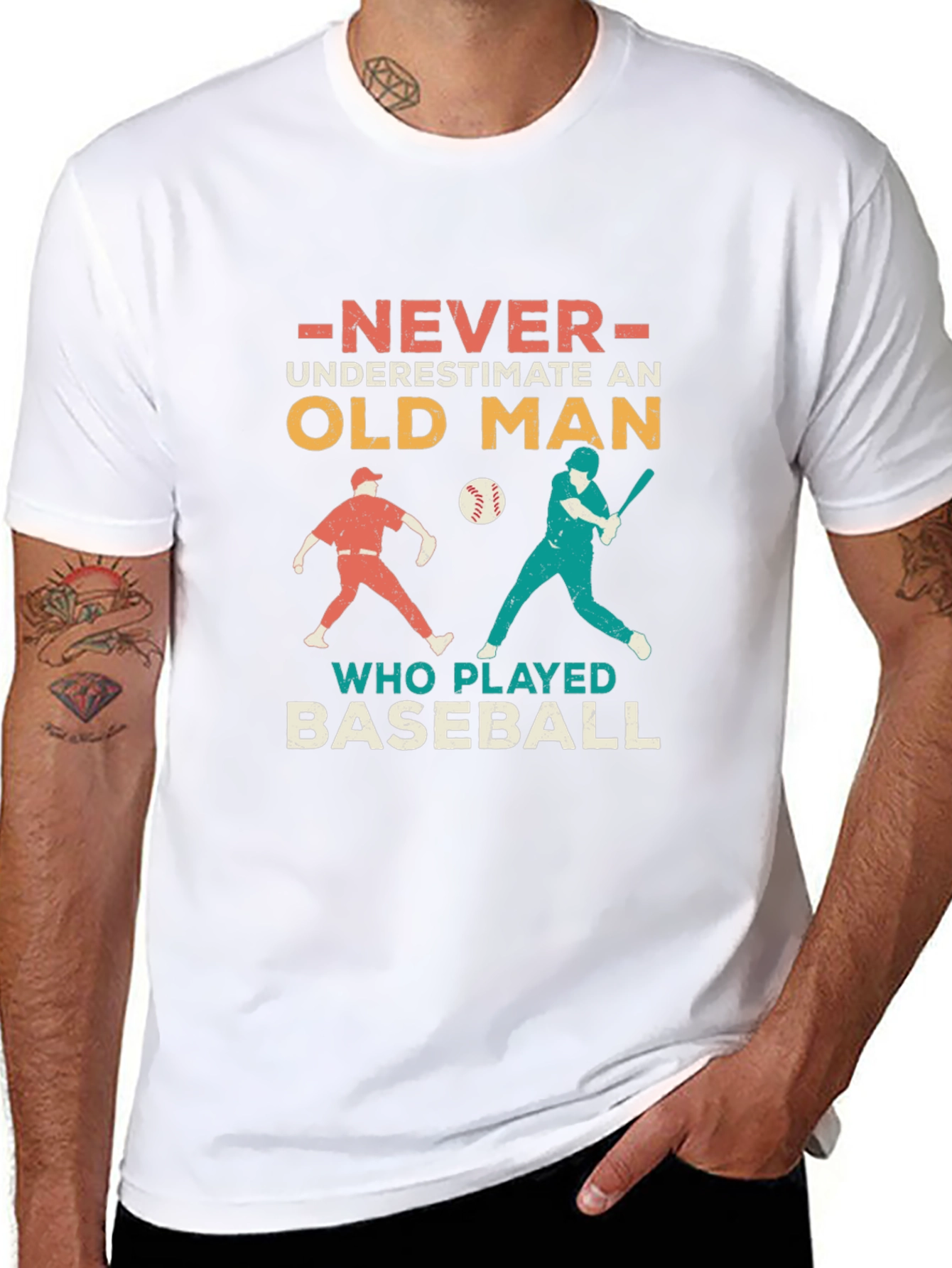 Old Man Baseball T-Shirt - Never Underestimate