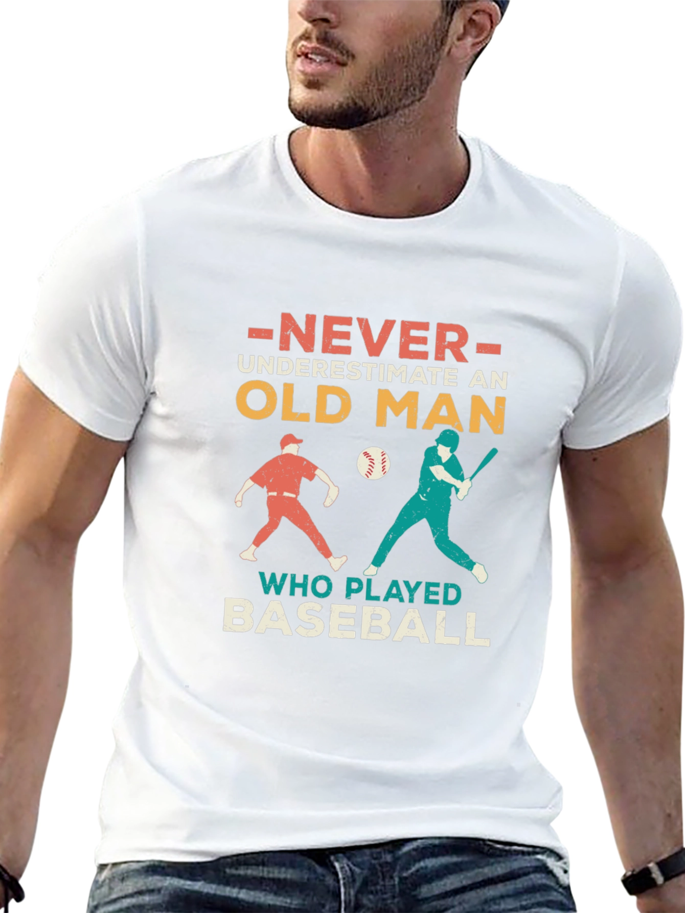 Old Man Baseball T-Shirt - Never Underestimate