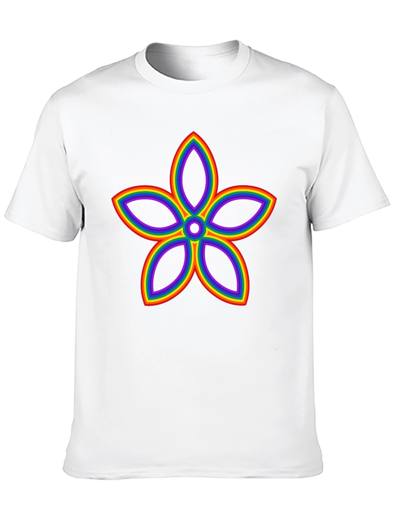 Rainbow Flower Graphic Black T-Shirt