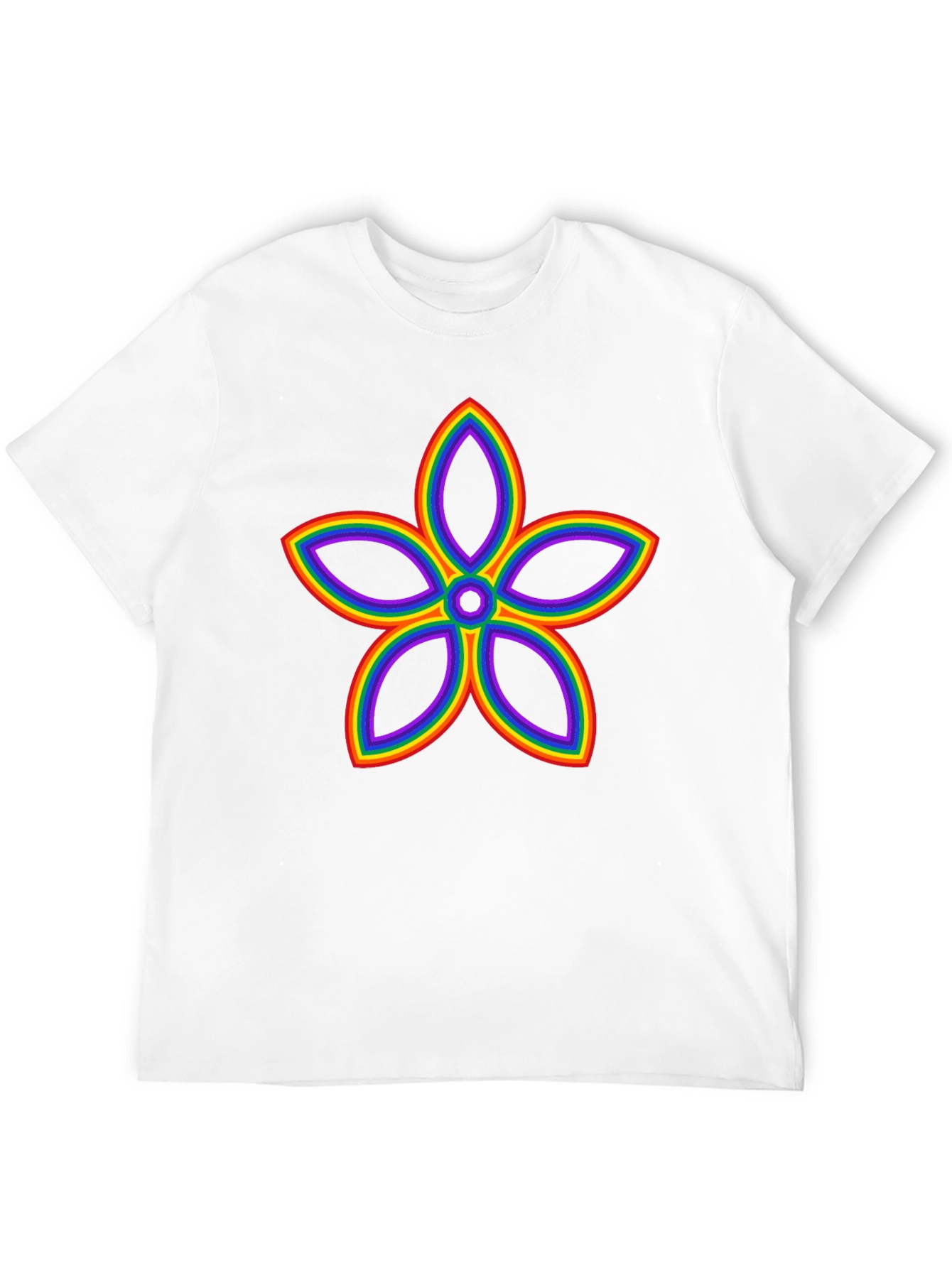 Rainbow Flower Graphic Black T-Shirt