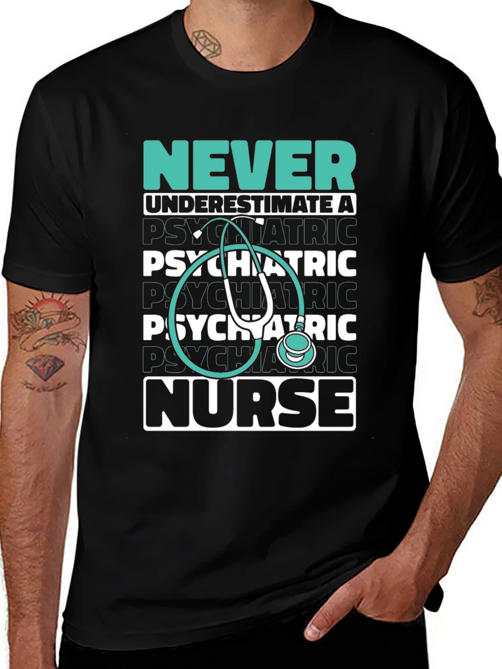 Psychiatric Nurse Tee - Never Underestimate!