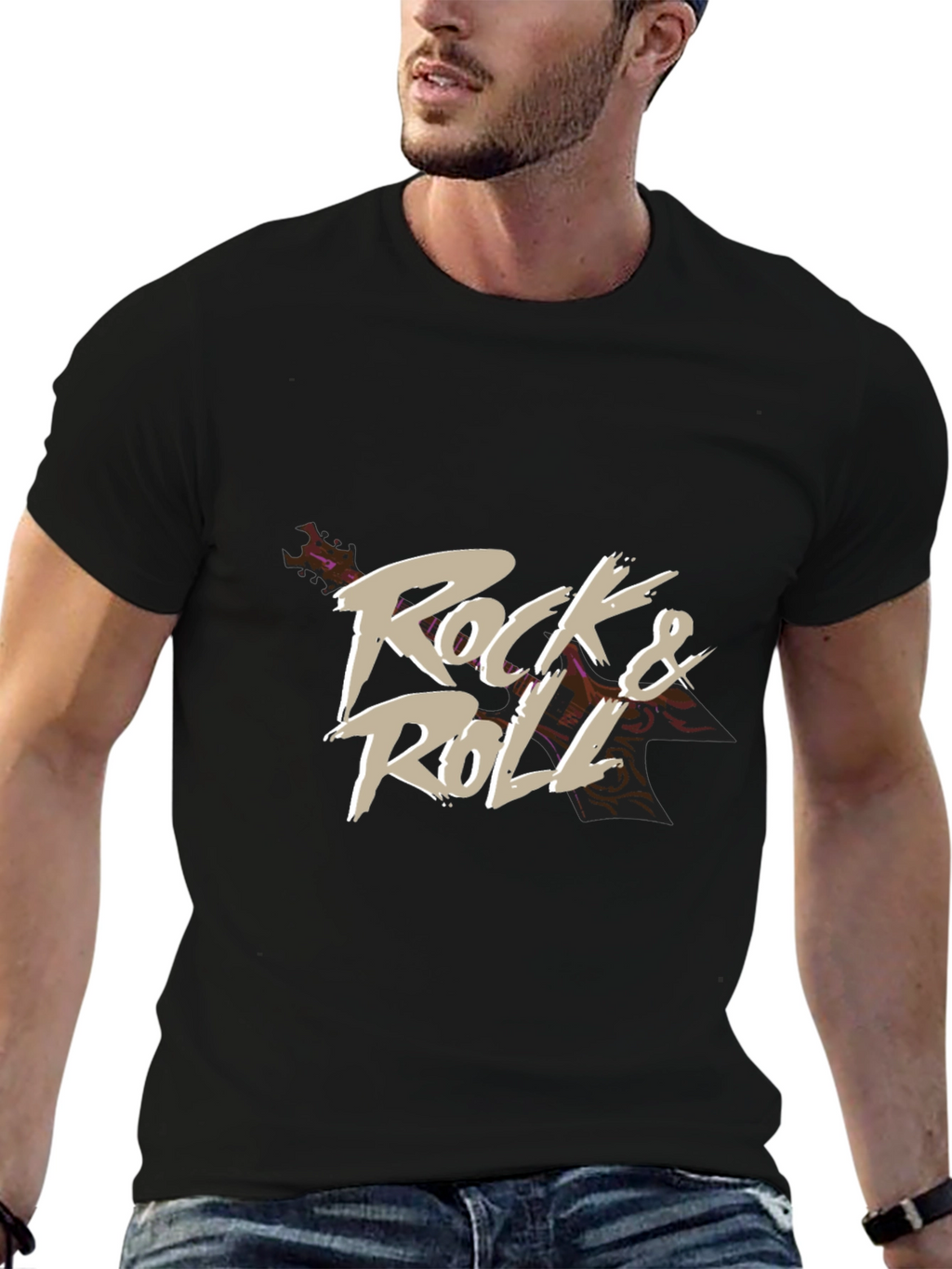 Rock & Roll Graphic T-Shirt - Black