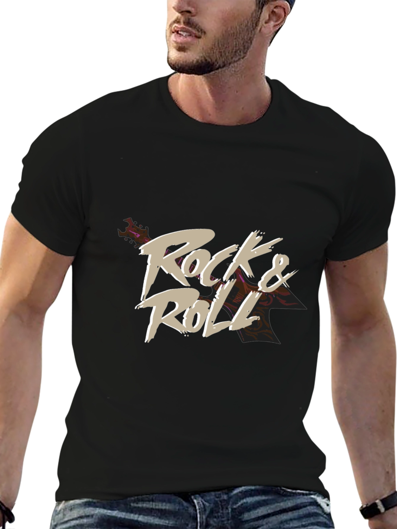 Rock & Roll Graphic T-Shirt - Black