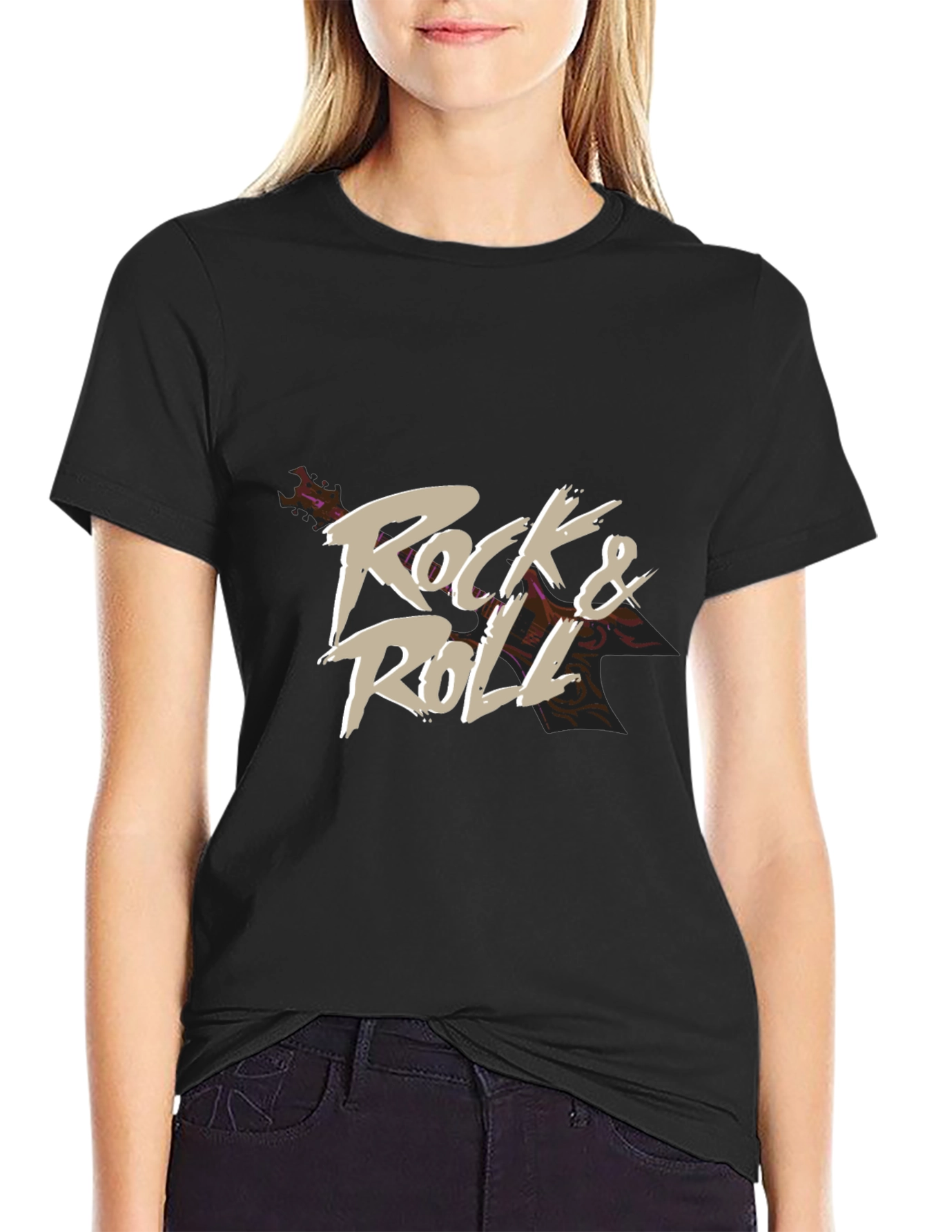 Rock & Roll Graphic T-Shirt - Black