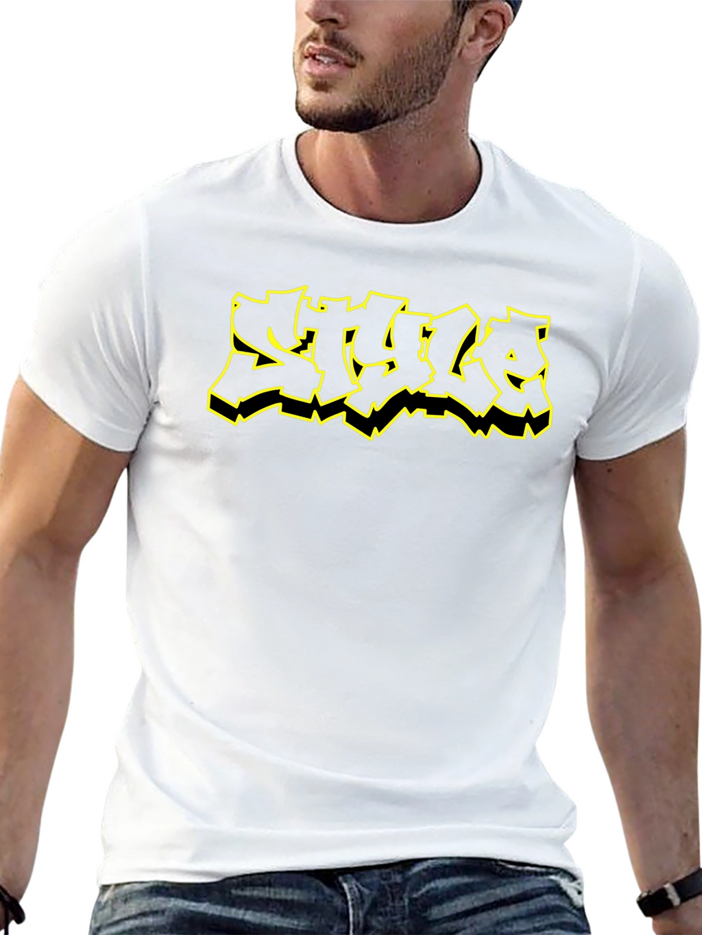 Edgy Graphic Tee - Black T-Shirt with STYLE Design