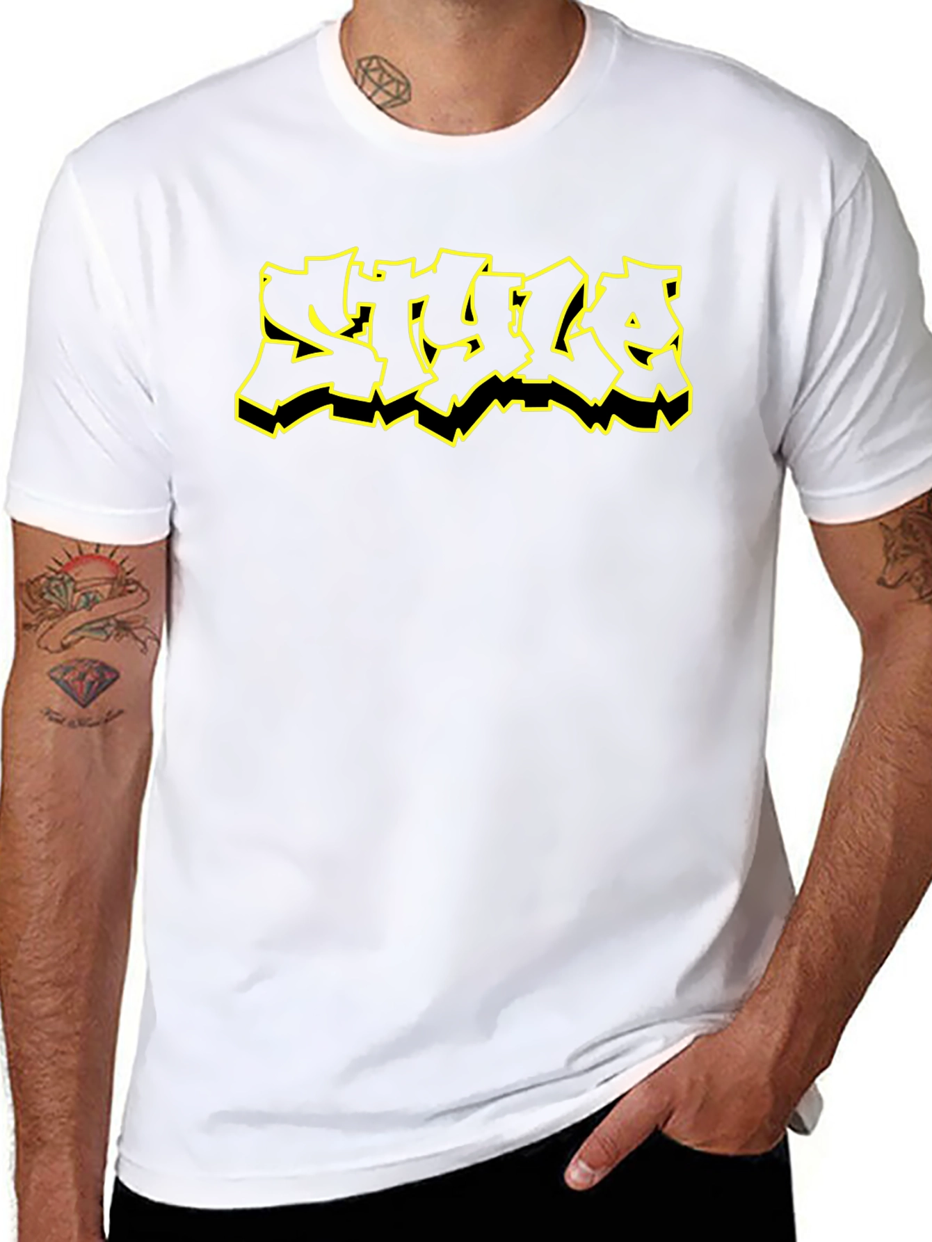 Edgy Graphic Tee - Black T-Shirt with STYLE Design