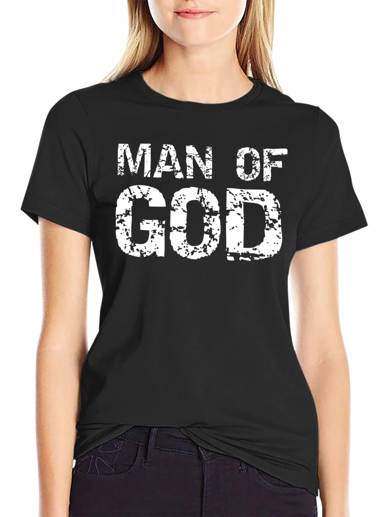 Man of God Black Cotton Graphic T-Shirt