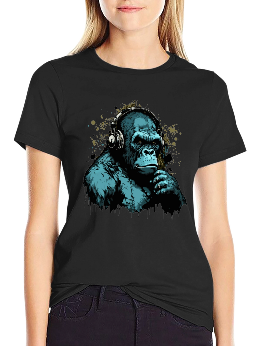 Cool Gorilla Headphones Graphic T-Shirt