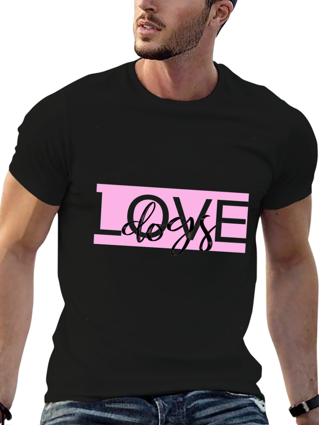Love Dogs Graphic Black T-Shirt