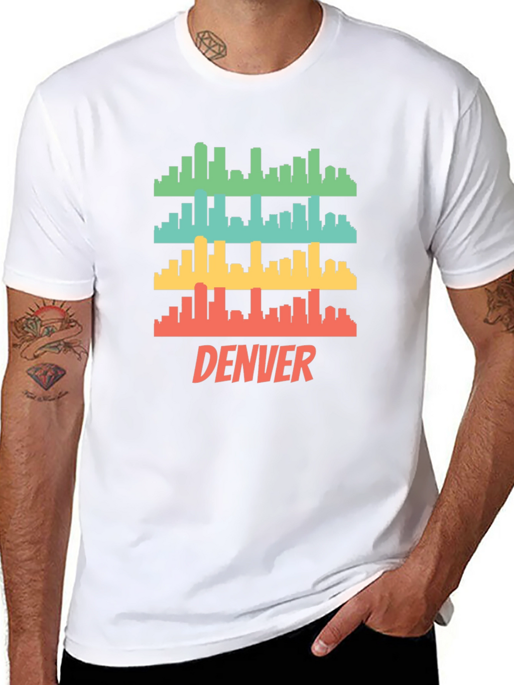 Denver Skyline Mens Black Graphic Tee